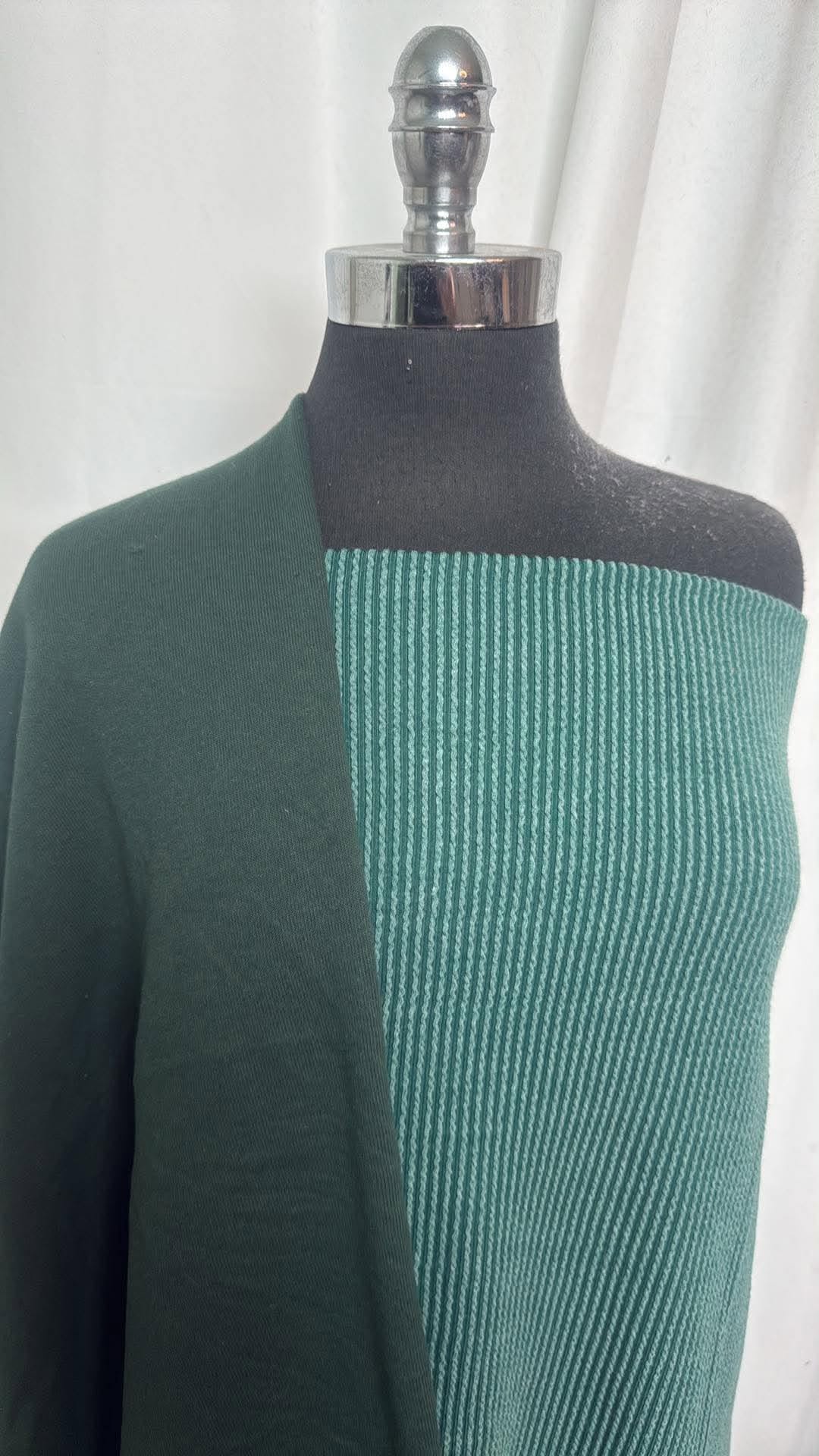 GREEN/HUNTER BUNDLE : 1YD Hunter Sweatshirt Fleece (72" Wide) & 1YD Green Urban Rib : A30893