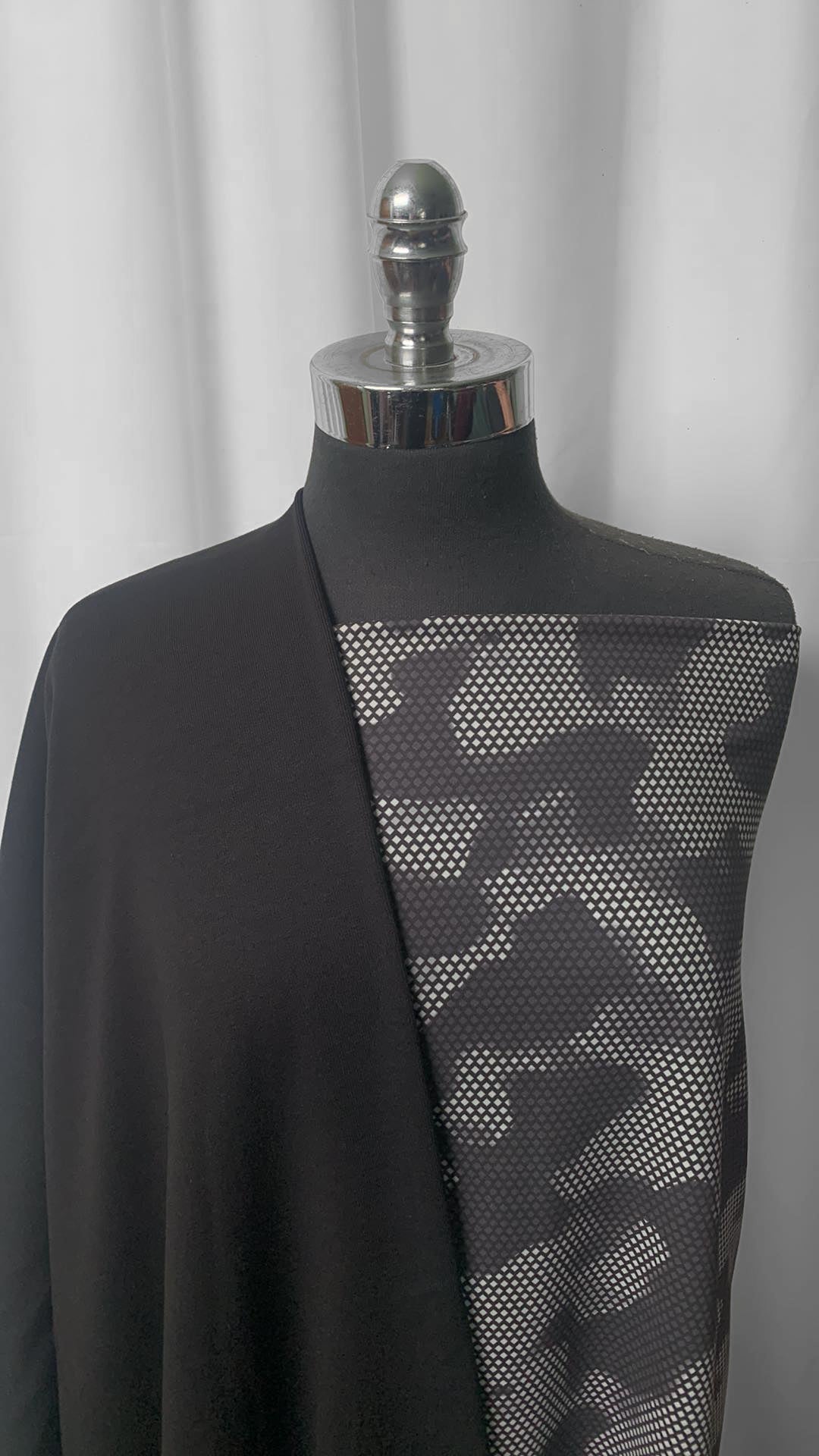 BLACK/CAMO BUNDLE : 2YD Black Heavy Cotton 1x1 Rib & 2YD Camo PF : A24996