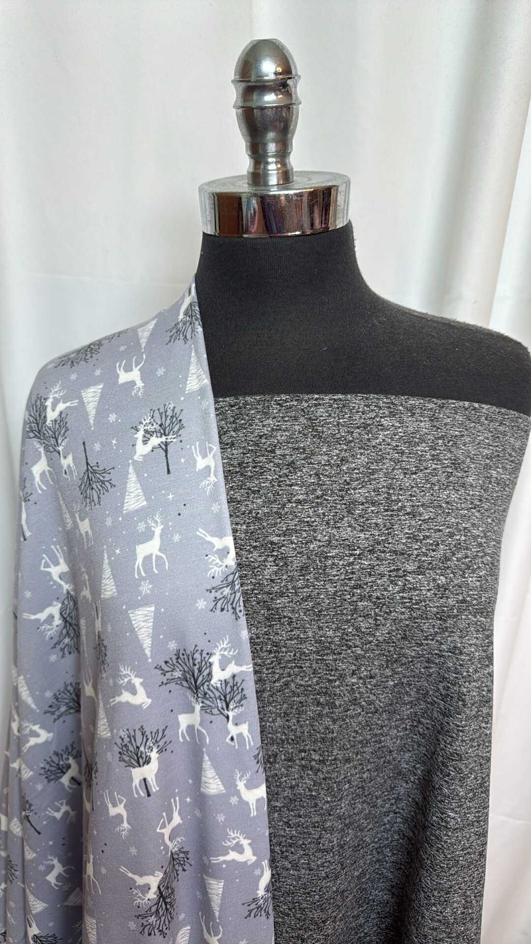 BLACK-WHITE/SILVER DEER BUNDLE : 2YD Black/White Peached PF & 2YD Silver Deer PRS FT : A27600