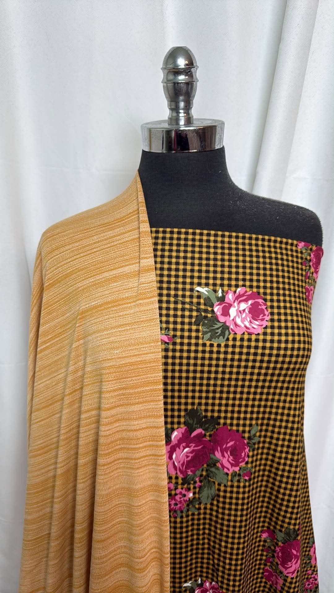 STRIPE/FLORAL CHECK BUNDLE : 3+YD Floral Check DBP & 2.5YD Stripe PRS Jersey : A30653