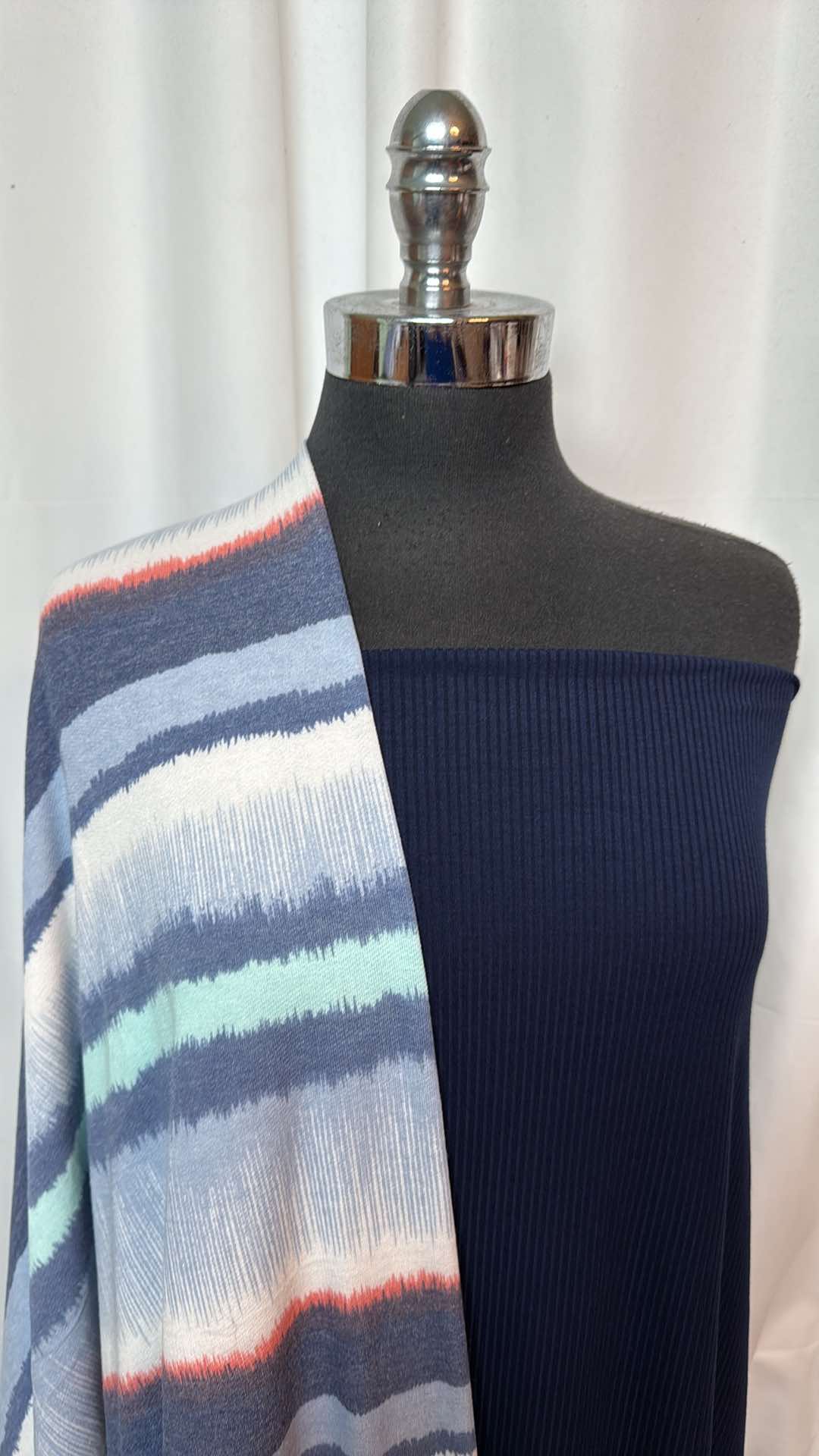 NAVY/VARIEGATED STRIPE BUNDLE : 2YD Navy R/S Rib & 2YD Variegated Stripe PRS FT : A26886