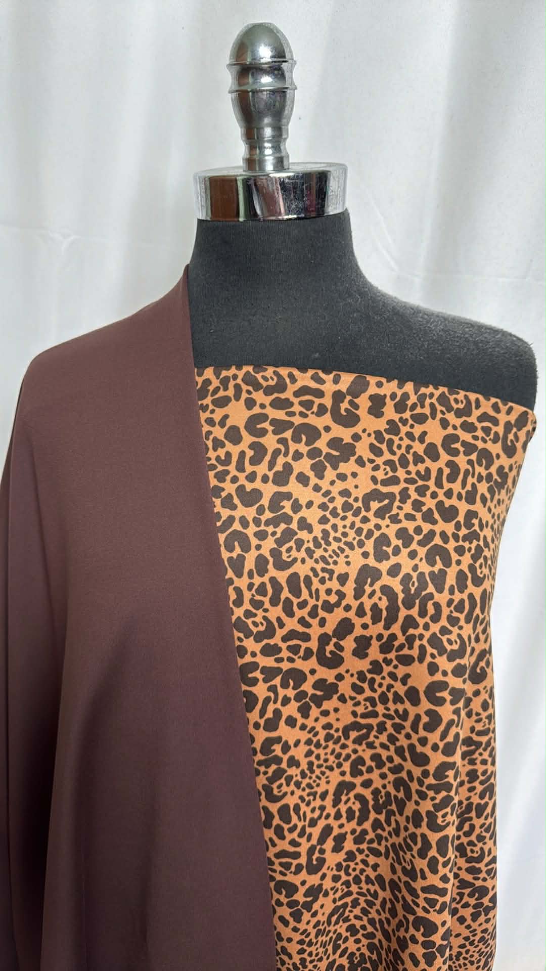 BROWN/LEOPARD BUNDLE : 1YD Brown Peached PF & 1+YD Leopard Peached PF : A29678