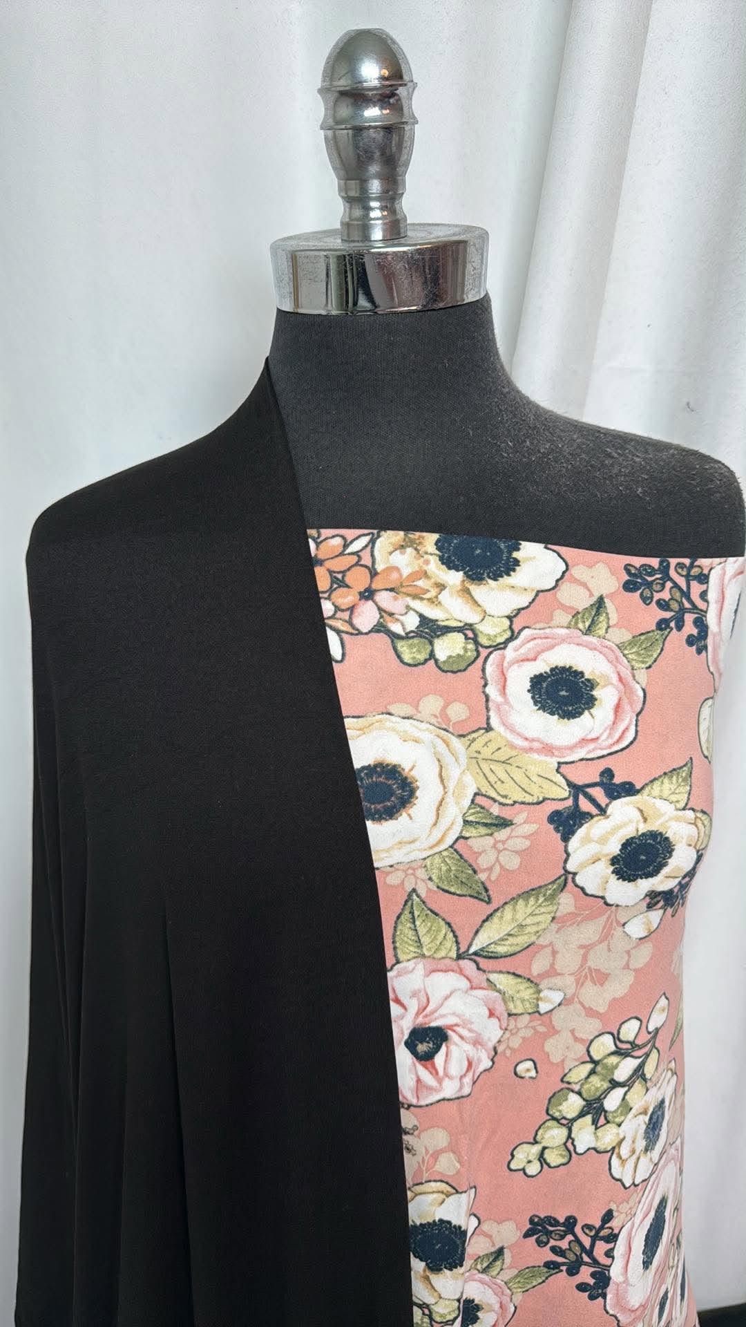 BLACK/BLUSH FLORAL BUNDLE : 2YD Blush Floral DBP & 2YD Black DBP : A30804