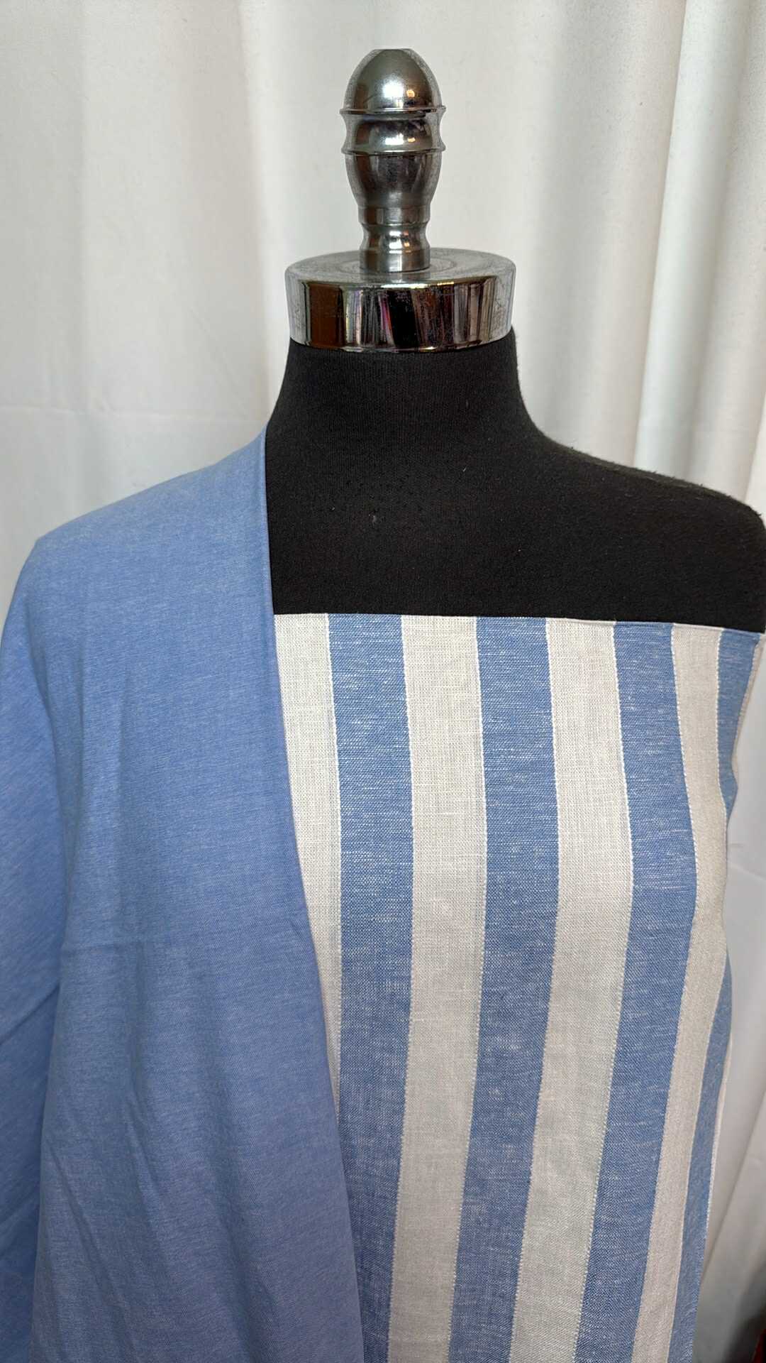 STRIPE LINEN/CHAMBRAY BUNDLE : 2YD Stripe Linen Poly Woven & 2YD Blue Chambray : A27698