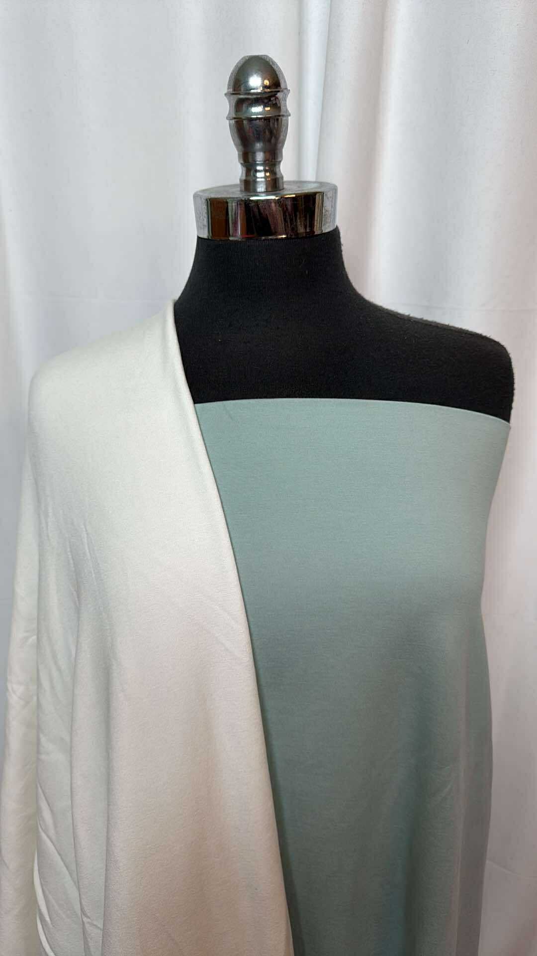 IVORY/MINTY SLATE BUNDLE : 2YD Minty Slate Heather Peached PF & 2YD Ivory Cotton/Modal Brushed FT : A27450