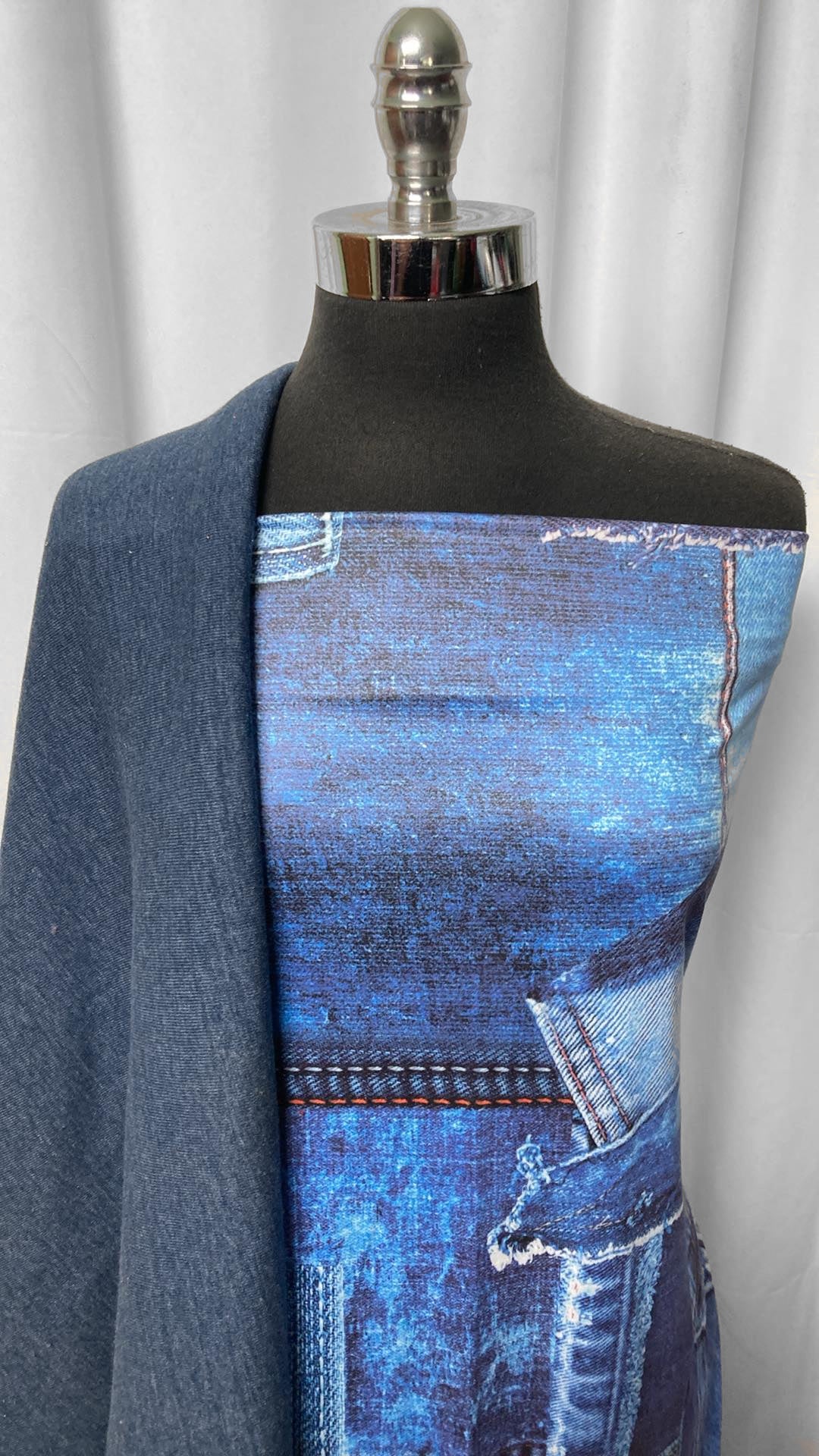 BLUE JEANS BUNDLE : 1YD Jeans Print DBP & 1YD Heather Navy Sweatshirt Fleece : A25152