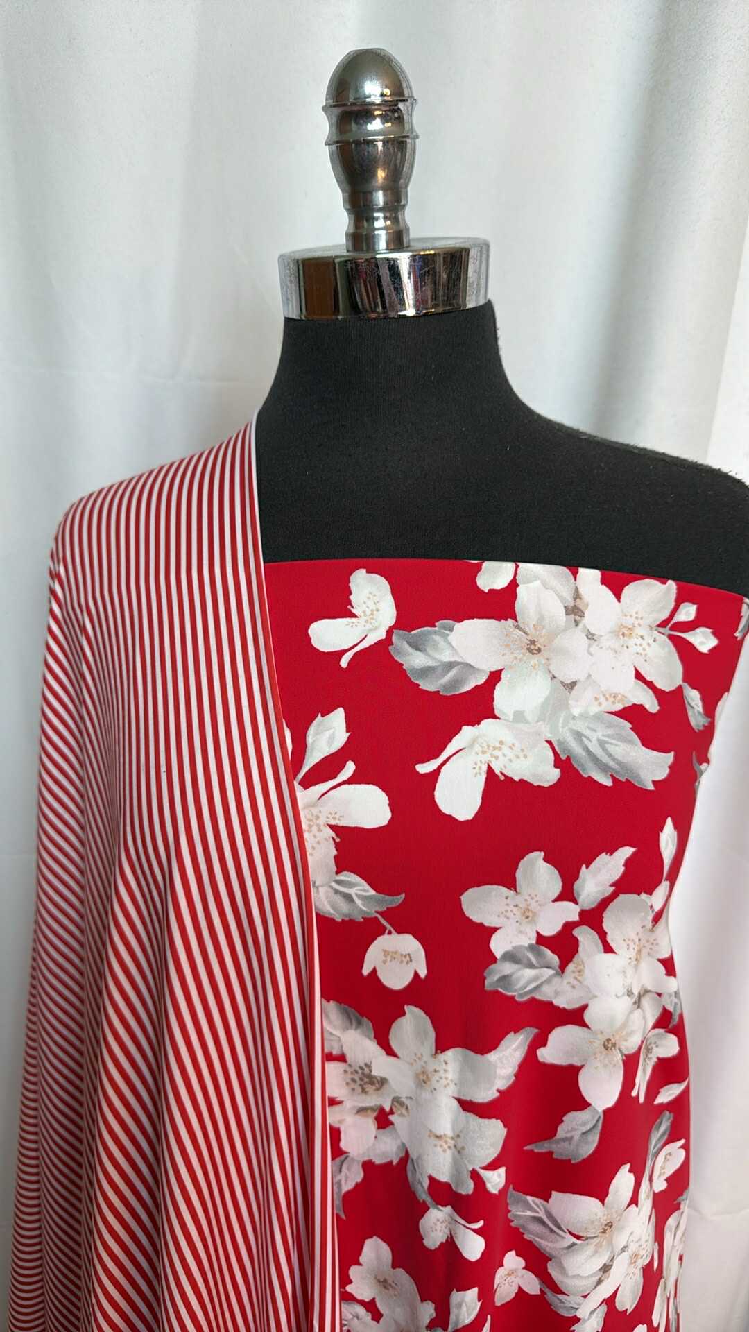 RED FLORAL/RED STRIPE BUNDLE : 2YD Red Floral N/S & 2YD Red Stripe N/S : A28770