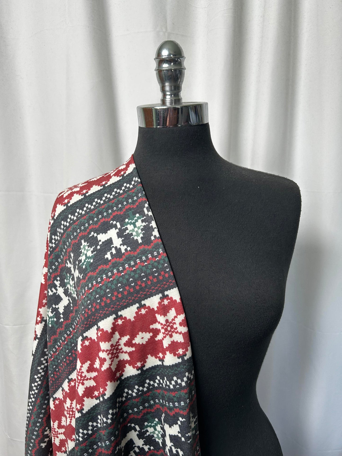Black/Red Striped Sweater - PRS French Terry - By the Yard