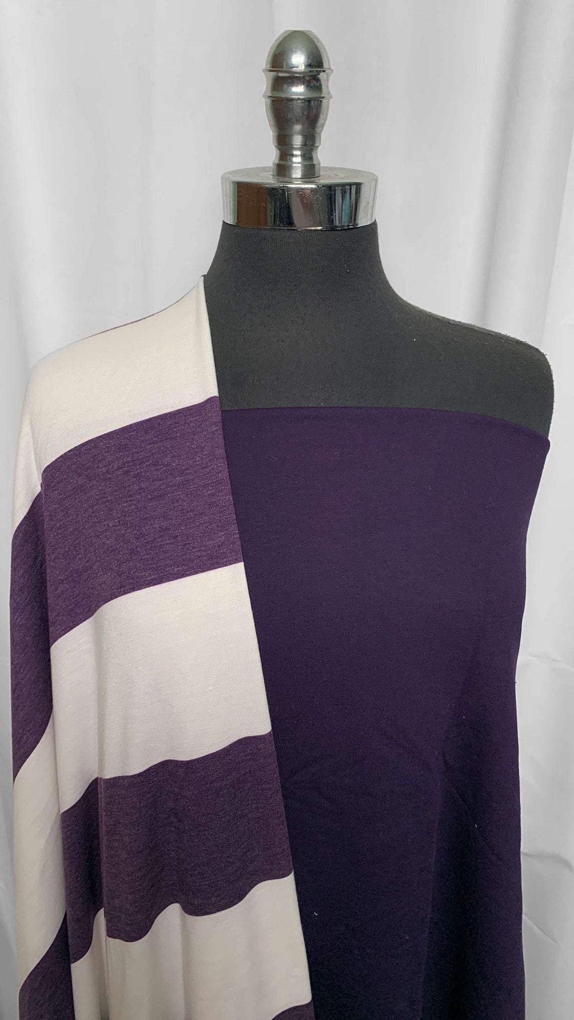 PURPLE WIDE STRIPE BUNDLE : 1+YD Purple Bamboo/Cotton FT & 1+YD Purple/Ivory Wide Stripe PRS FT : A25798