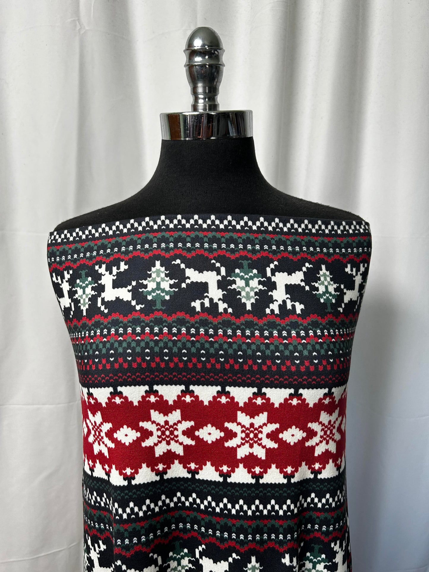 Black/Red Striped Sweater - Double Brushed Polyester - By the Yard