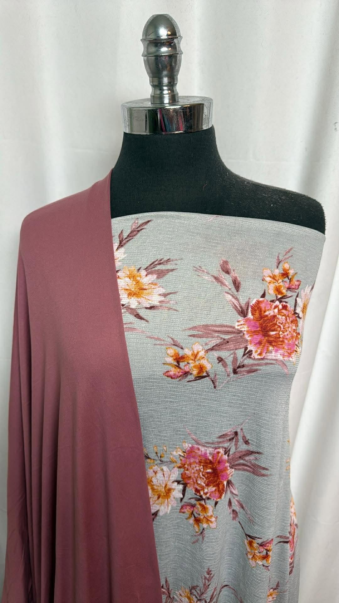 MARSALA/FLORAL GAUZE BUNDLE : 1YD Floral Knit Gauze & 2YD Marsala DBP : A30264