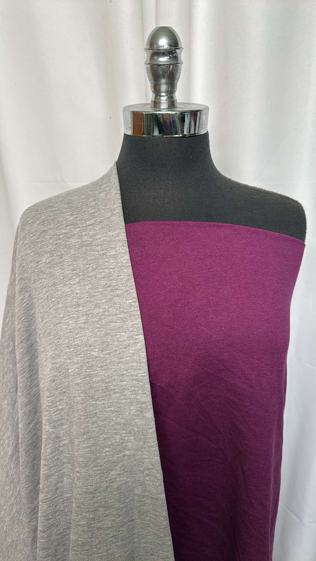 HEATHER GREY/EGGPLANT BUNDLE : 2YD Heather Grey Brushed FT & 1YD Eggplant Peached PF : A26588