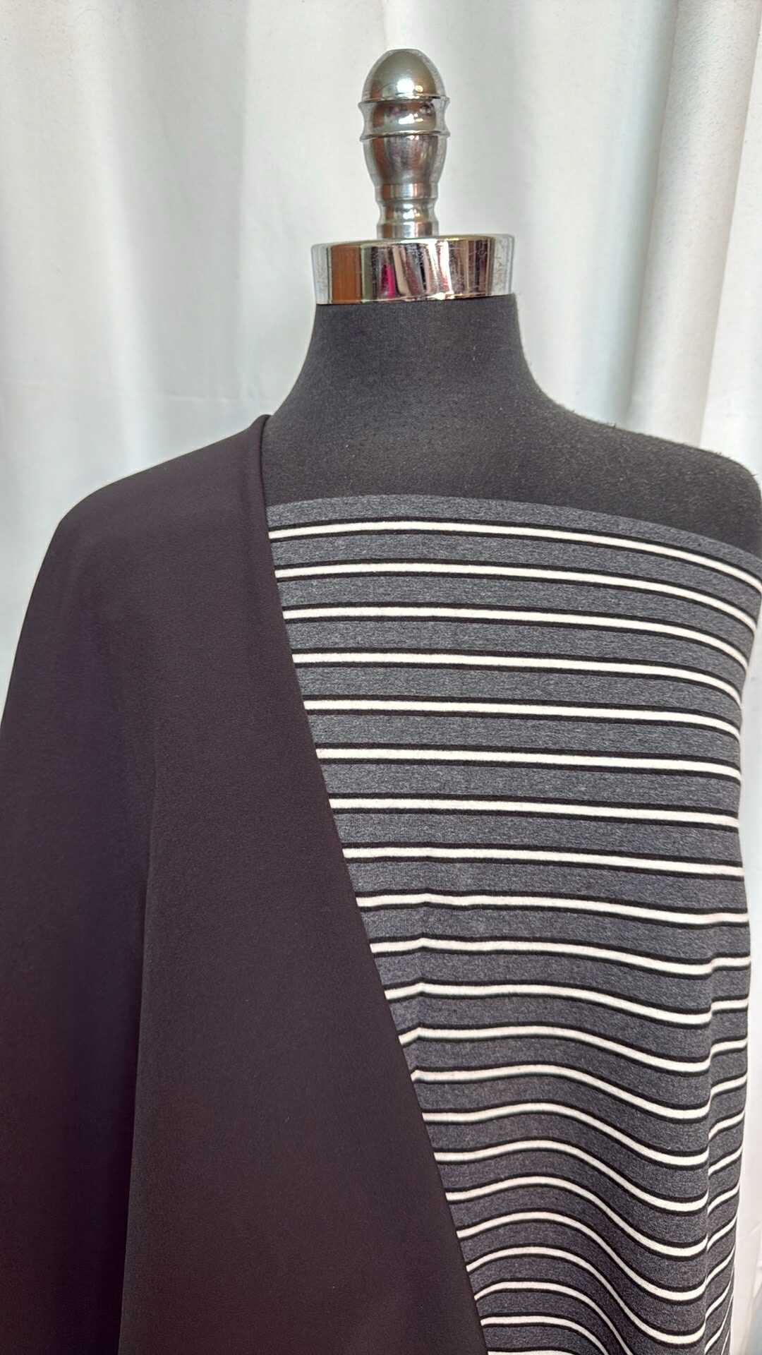 BLACK/CHARCOAL STRIPE BUNDLE : 2YD Charcoal Stripe Brushed C/S FT & 2YD Black Softshell : A28873