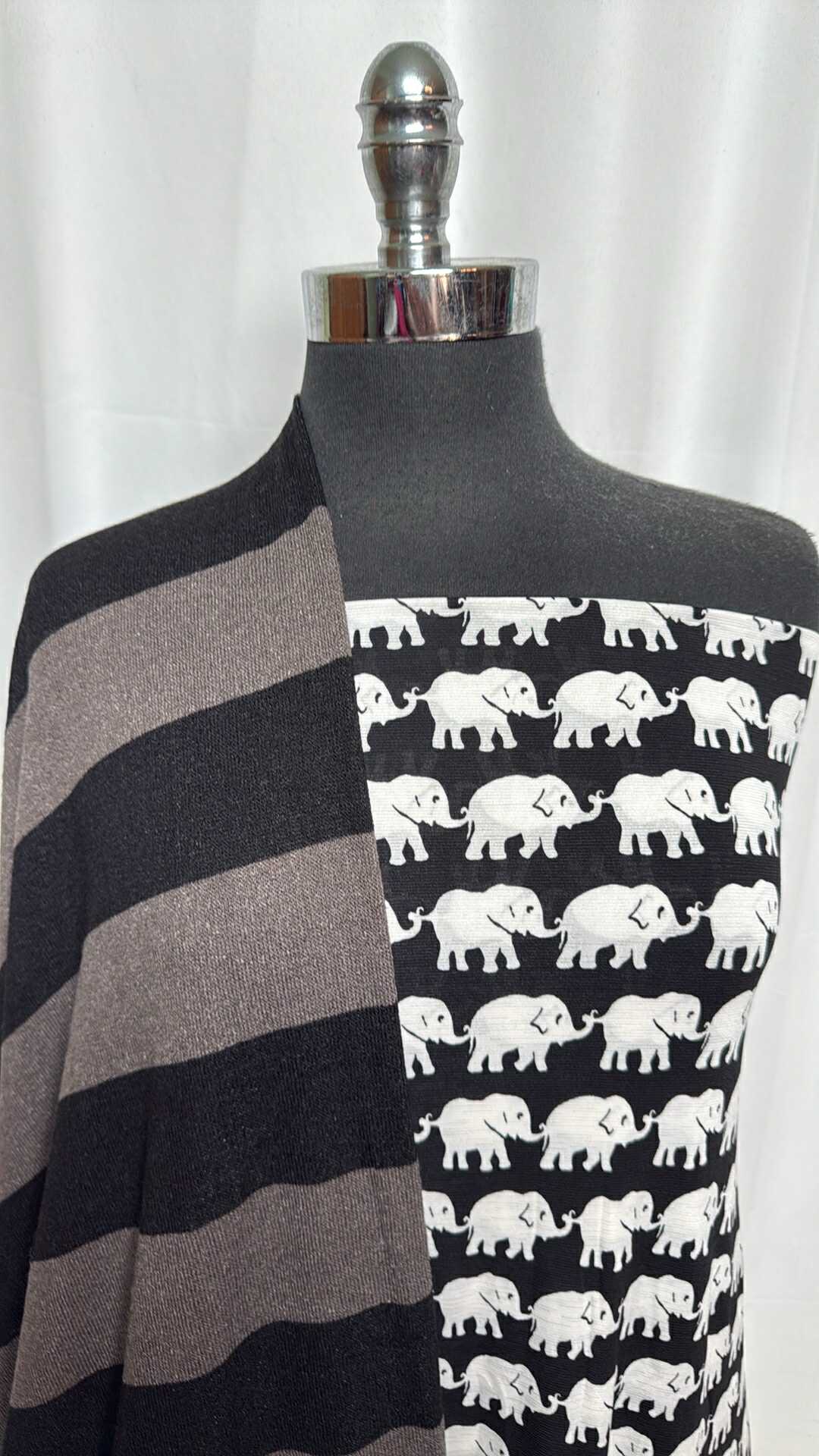 ELEPHANT/STRIPE BUNDLE : 2YD Elephant Bulgari & 2YD Stripe Hacci SK : A29180