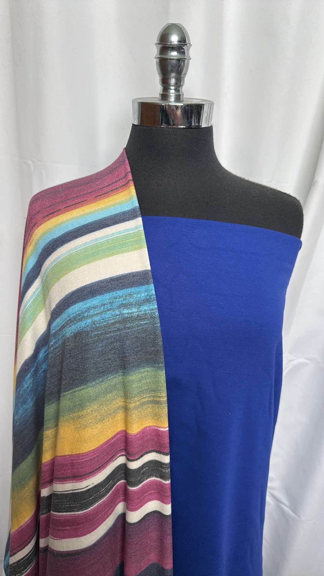 ROYAL/VARIEGATED STRIPE BUNDLE : 2YD Royal Nylon Ponte & 2YD Variegated Stripe PRS FT : A26125