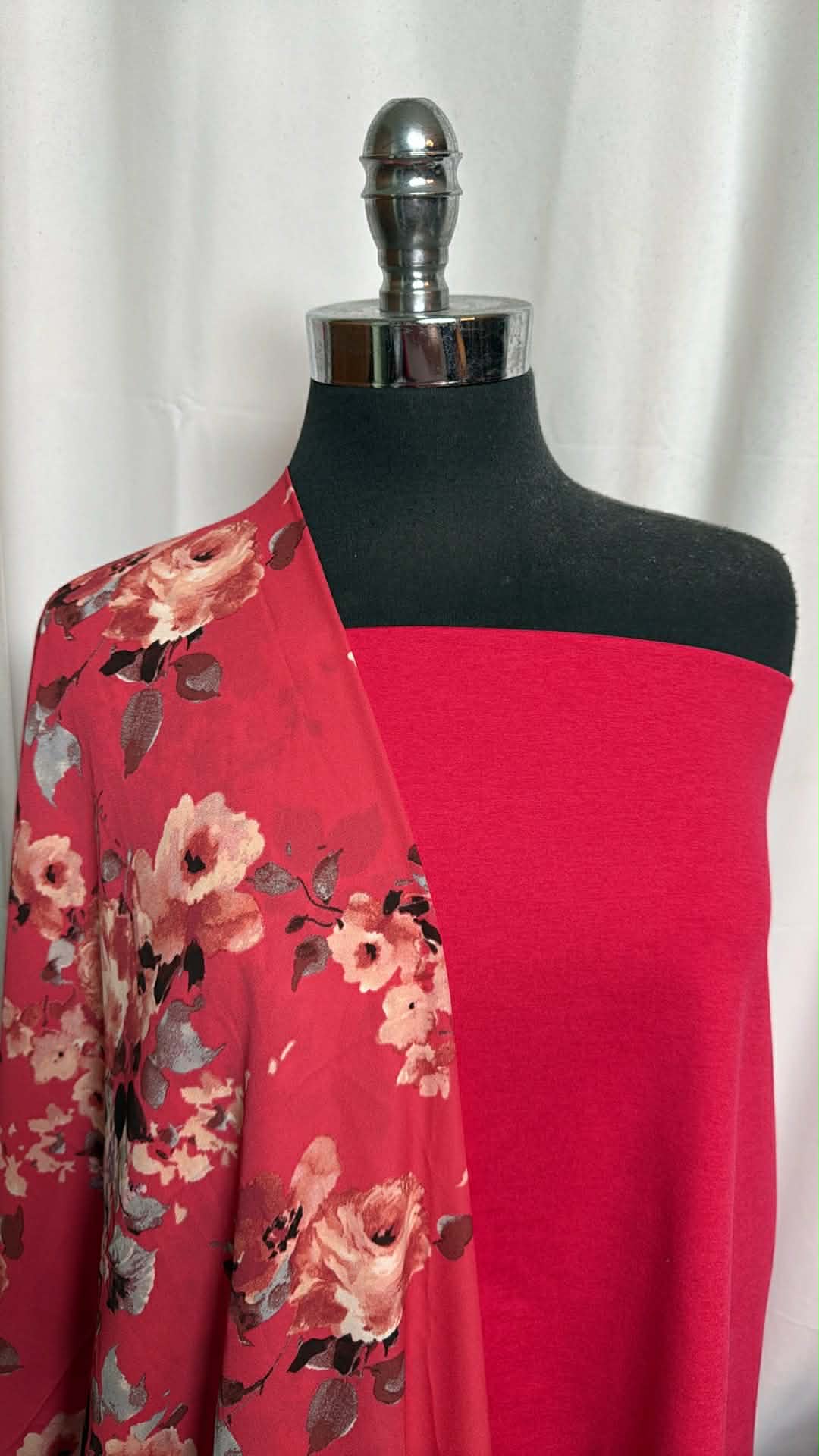 RED FLORAL BUNDLE : 1.5YD Solid Peached PF & 2YD Floral PWD : A29746