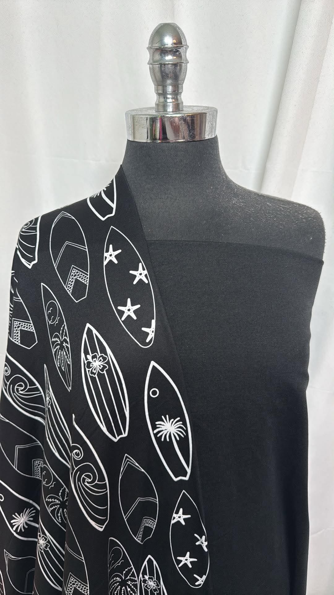 BLACK/SURFBOARD BUNDLE : 33" Cut of Black 2-Tone Peached PF & 1.5YD Surfboard DBP : A30565