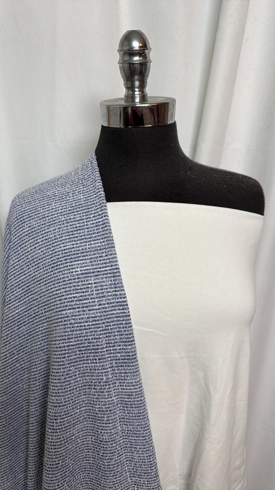 IVORY/BLUE STRIPE BUNDLE : 2YD Ivory C/S & 2YD Blue Stripe Cotton-Blend DK : A30655