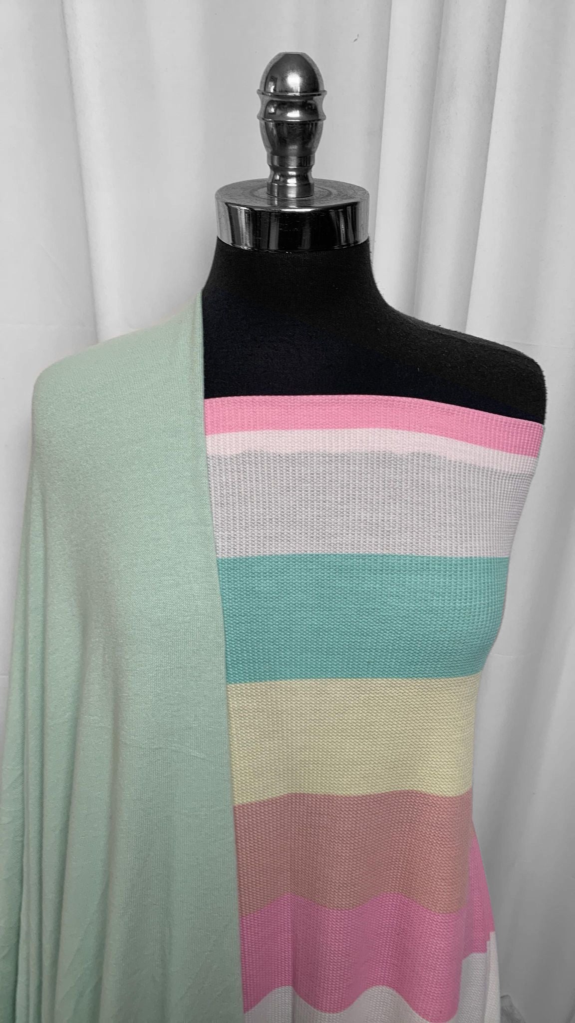 MINT/PASTEL STRIPE BUNDLE : 2YD Mint Brushed SK & 1YD Pastel Stripe Thermal : A25571