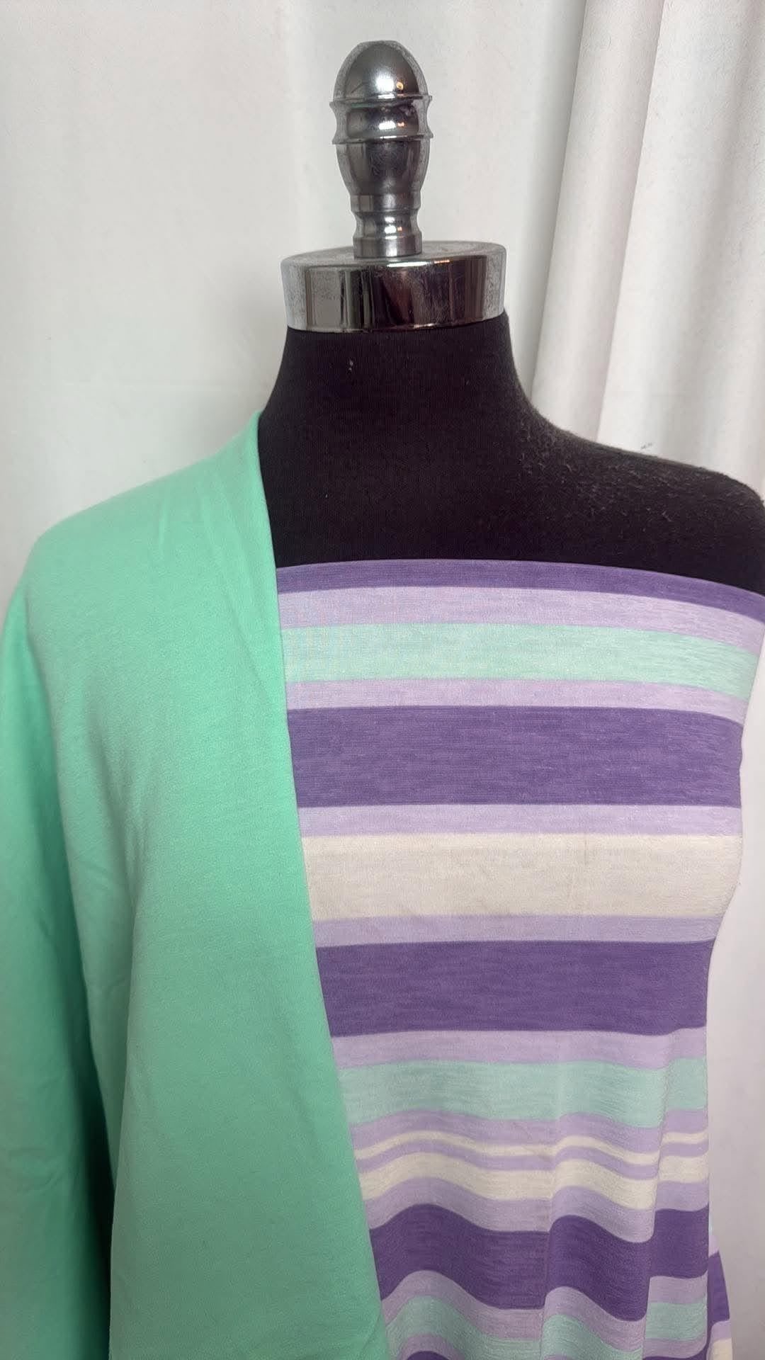 MINT/PURPLE STRIPE BUNDLE : 1YD Purple Stripe Bulgari & 1YD Mint Brushed C/S FT : A30895