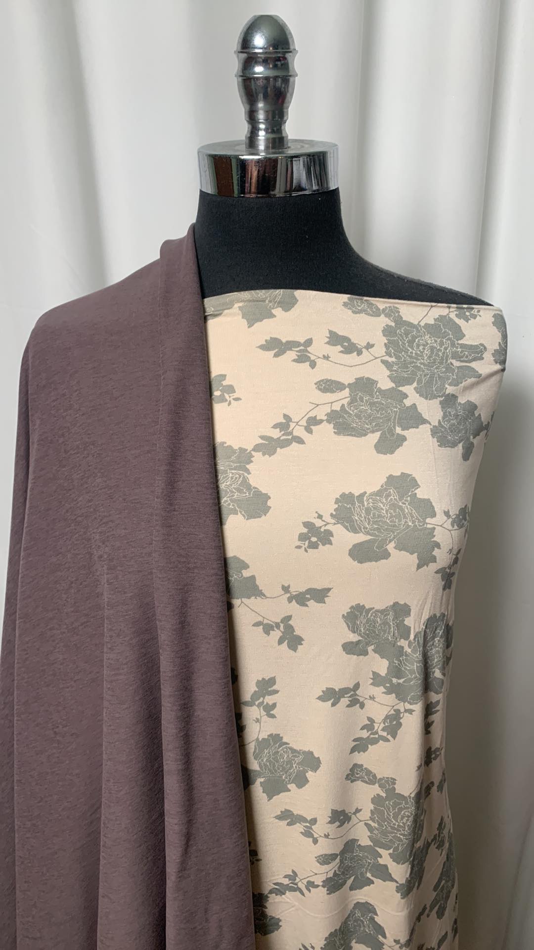 MOCHA/FLORAL STRIPE BUNDLE : 2YD Floral Bamboo & 1YD Mocha Peached PF : A2426