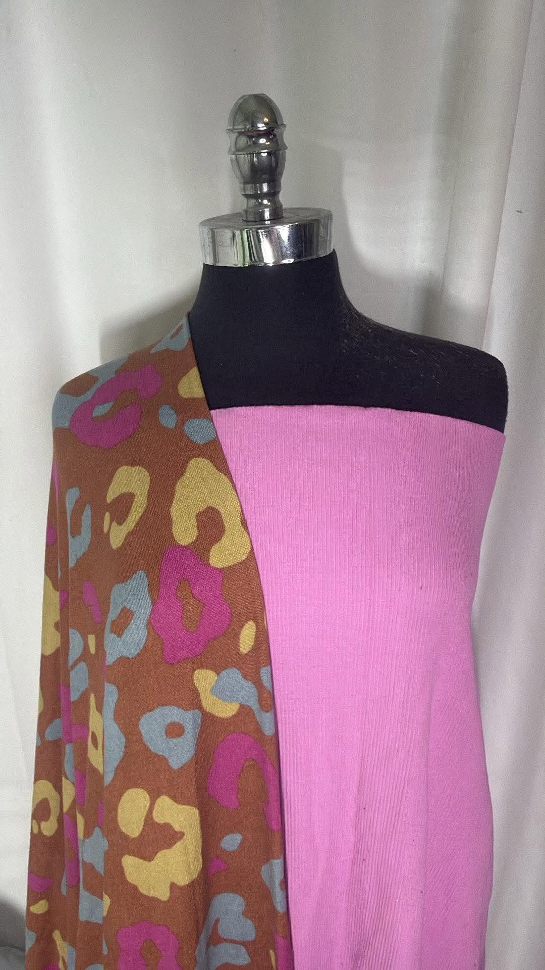 ORCHID/LEOPARD BUNDLE : 2.5YD Leopard Oakley SK & 2YD Orchid Heavy C/S Rib : A31137