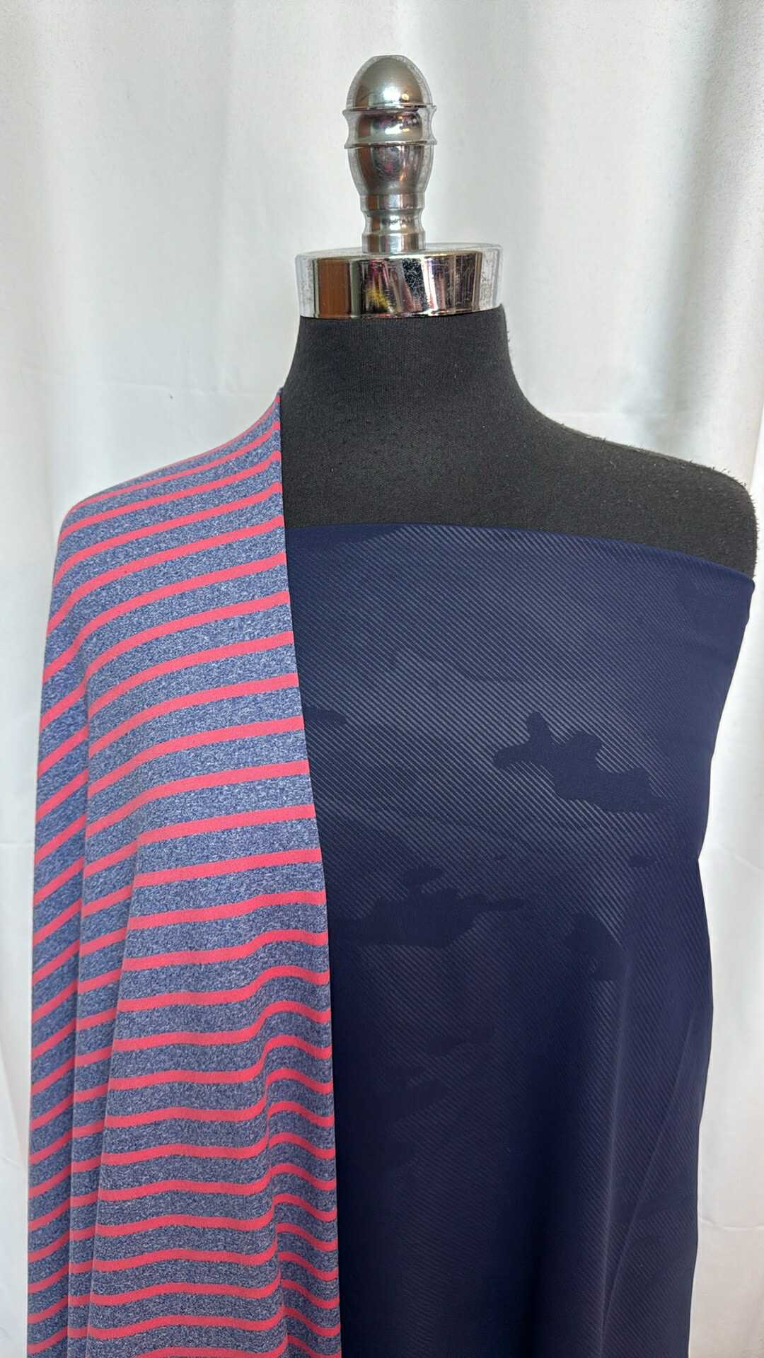 NAVY CAMO/STRIPE BUNDLE : 1YD Navy Camo Brushed-Back PF & 2YD Stripe Top-Weight PF : A28773