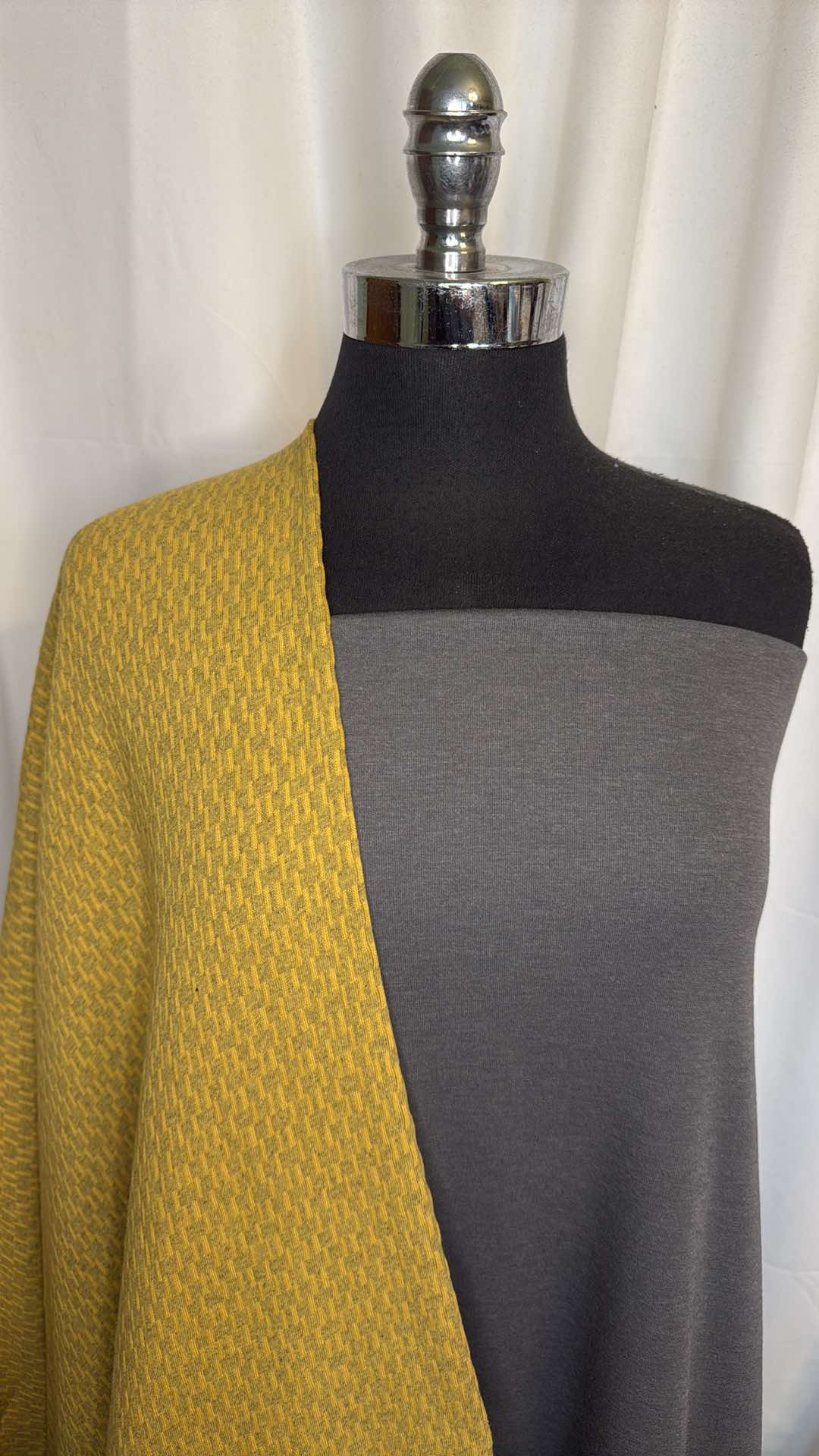 MUSTARD/POLARTEC BUNDLE : 2YD Mustard Cotton-Blend DK & 2YD Grey Polartec : A26763