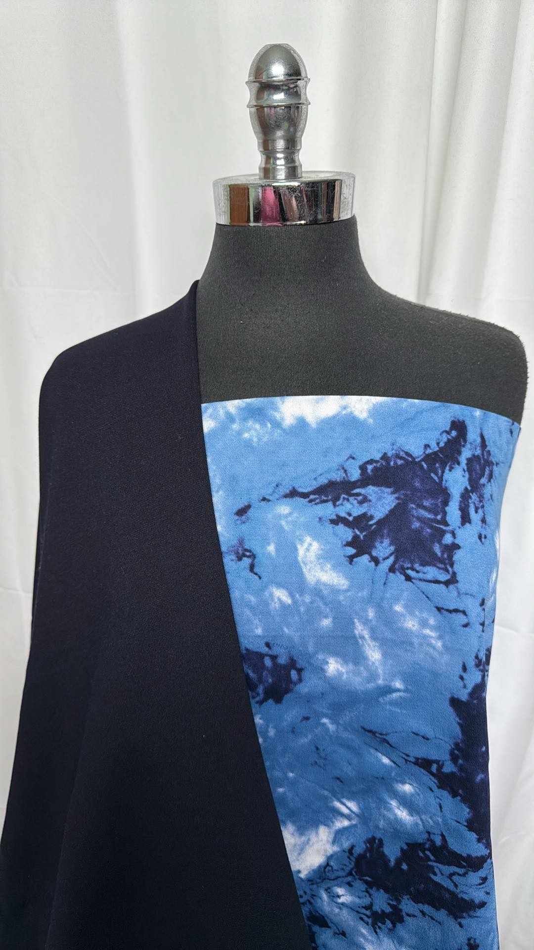 INDIGO/BLUE TIE DYE BUNDLE : 2YD Blue Tie Dye Stretch Cotton Woven & 1YD Indigo Stretch Denim : A27103