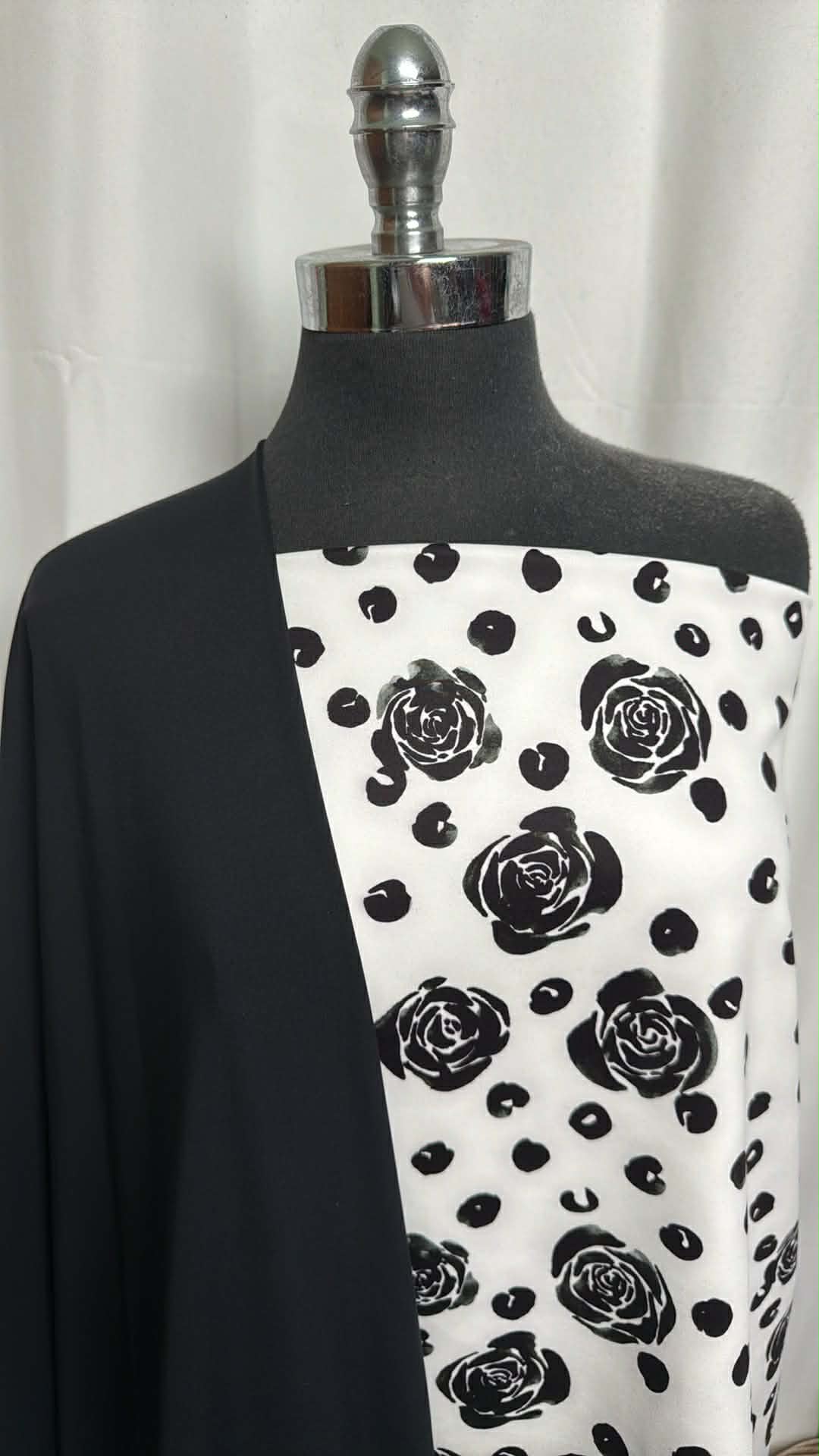BLACK/DOT FLORAL BUNDLE : 2YD Black Brushed-Back PF & 1+YD Dot/Floral Peached PF : A29682