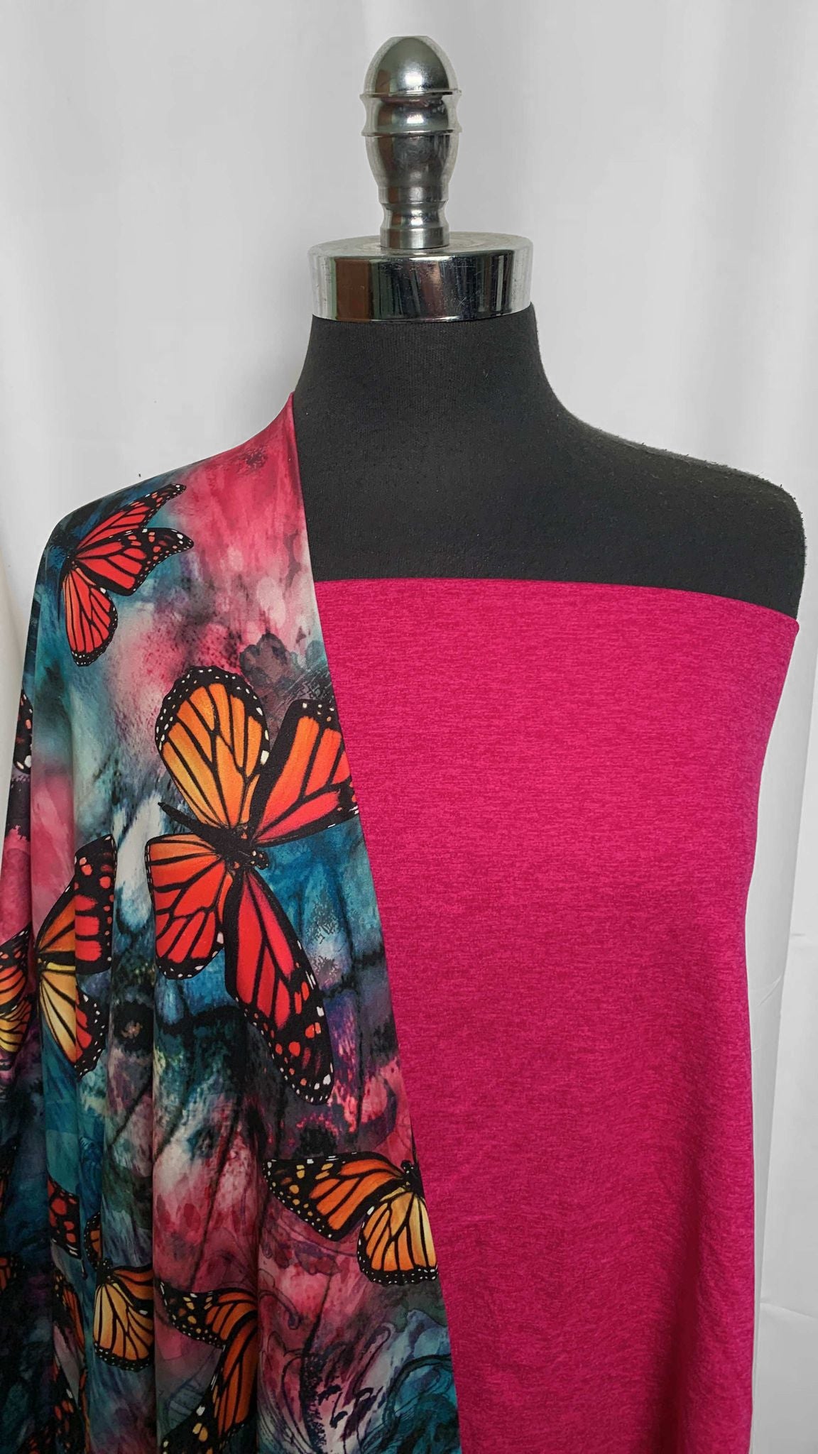 MAGENTA/BUTTERFLY BUNDLE : 1.5YD Magenta Peached PF & 1YD Butterfly DBP : A25681