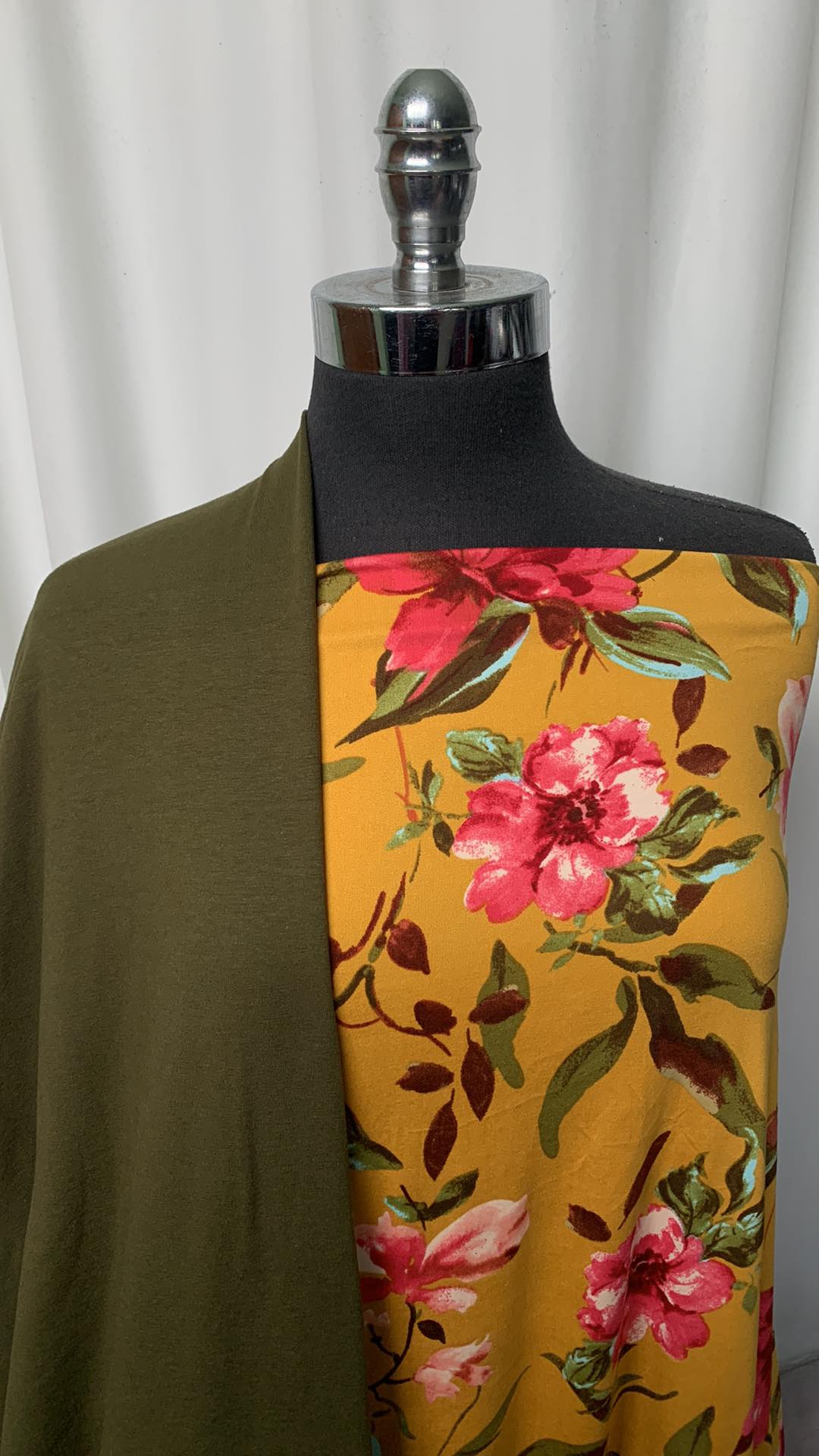 OLIVE/MUSTARD FLORAL BUNDLE : 2YD Mustard Floral DBP & 2YD Olive C/P : A1635
