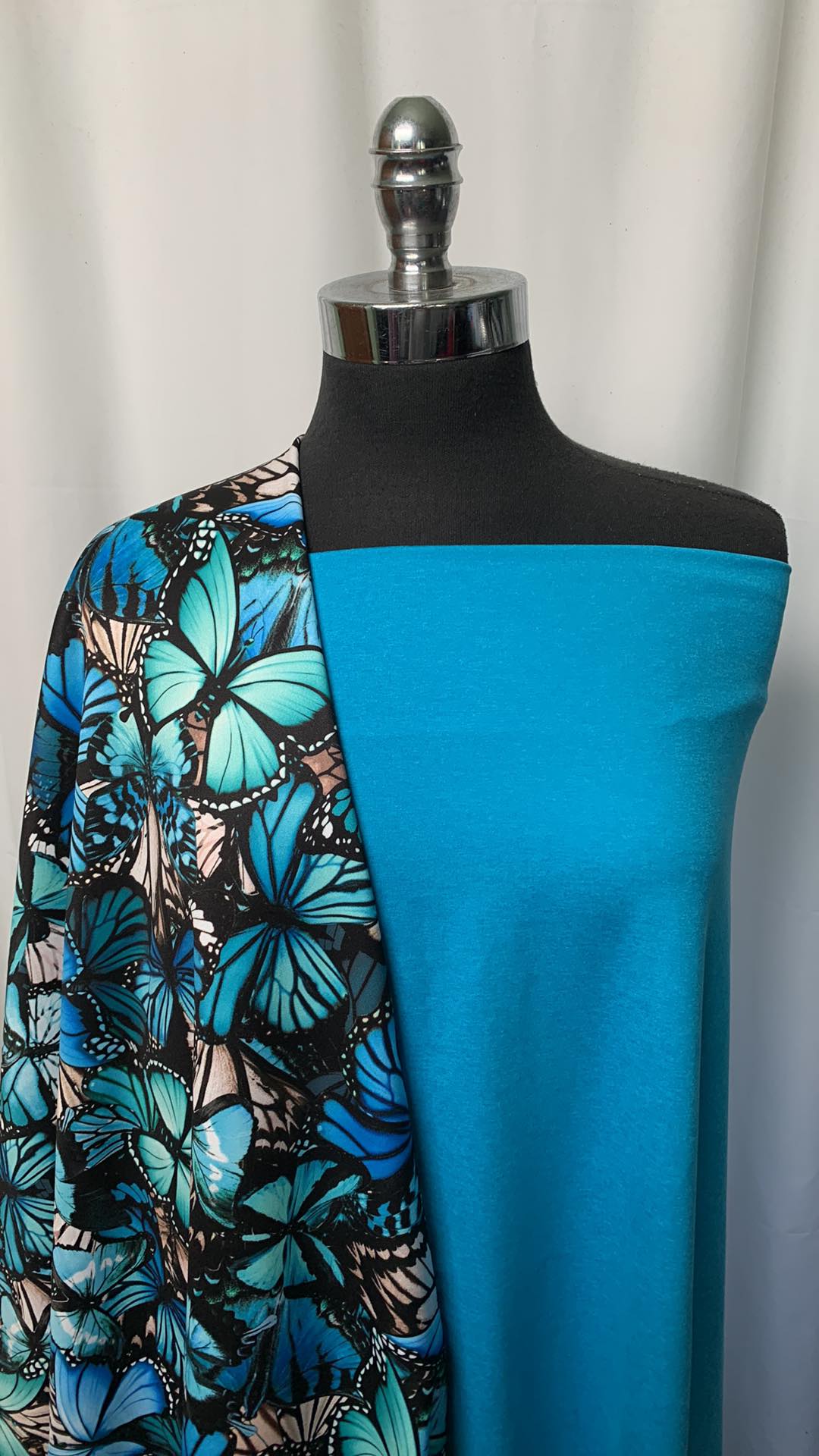 CARIBBEAN BLUE BUTTERFLY BUNDLE : 1YD Caribbean Blue Peached PF & 2YD Butterfly Fleece : A1572
