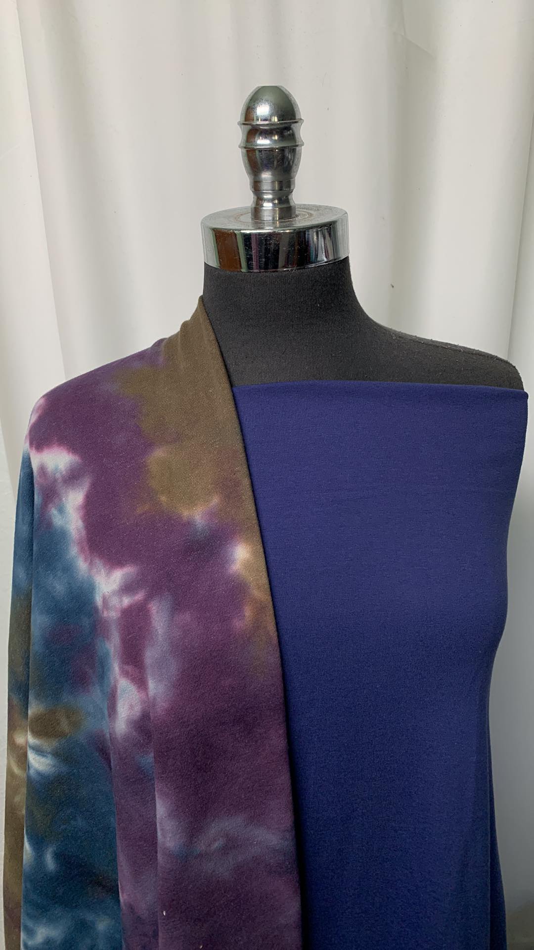 NAVY/PURPLE TIE DYE BUNDLE : 2YD Tie Dye C/P FT & 2YD Navy C/S 1x1 Rib : A1707