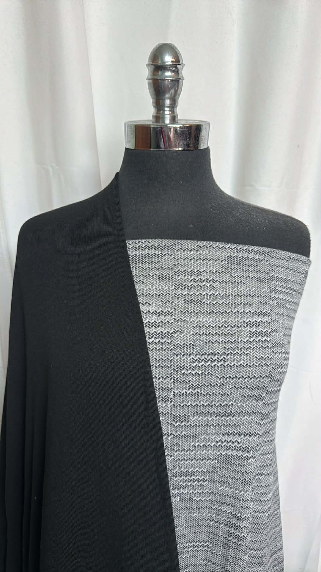 BLACK/GREY BUNDLE : 2YD Black SK (Brushed on Reverse) & 2YD Black/Grey Brushed Hacci SK : A29497