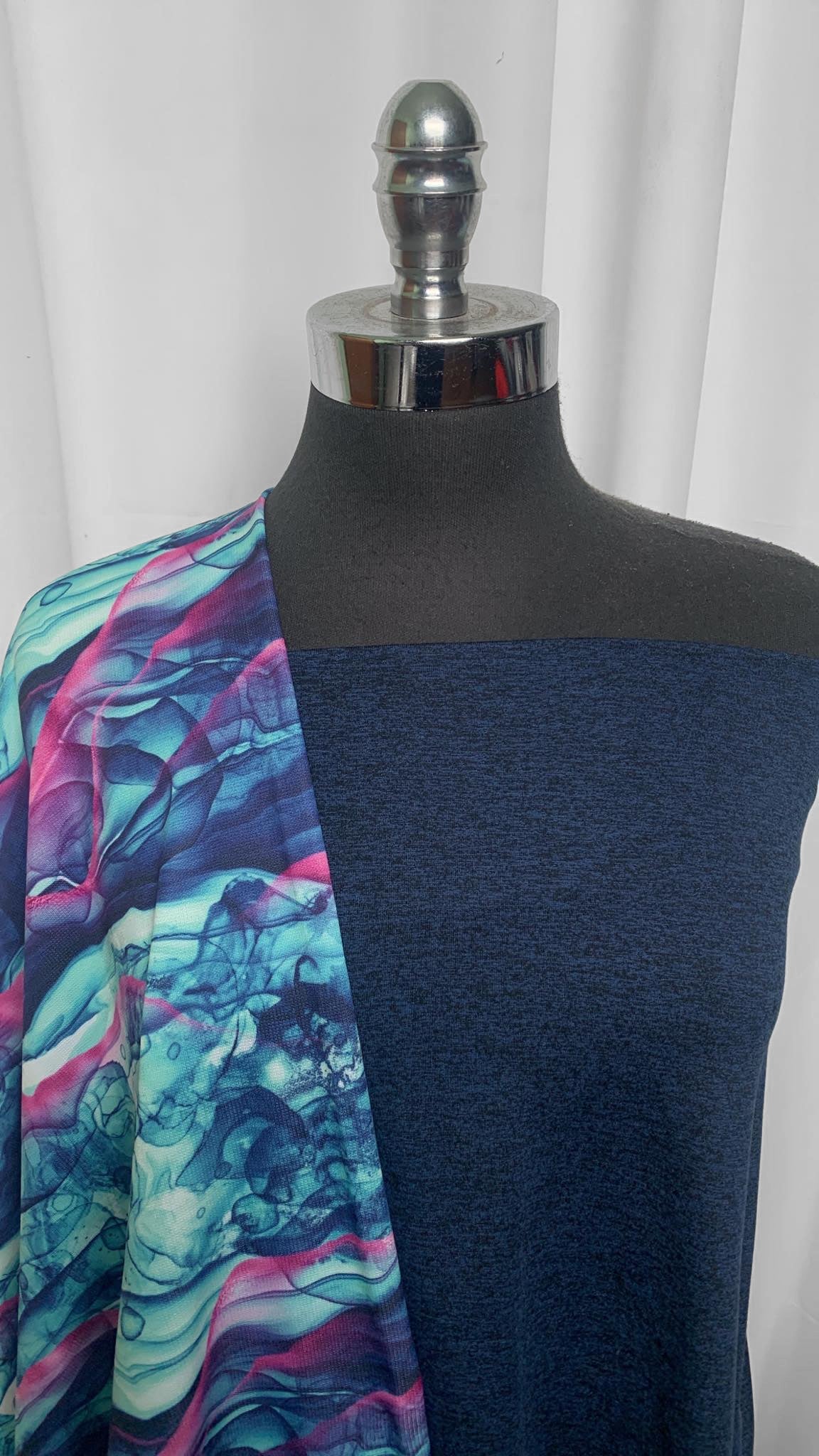 NAVY/AQUA GEODE BUNDLE : 30" Cut of Aqua Geode Sport Fleece & 30" Cut of Navy/Black Featherweight PF : A25549