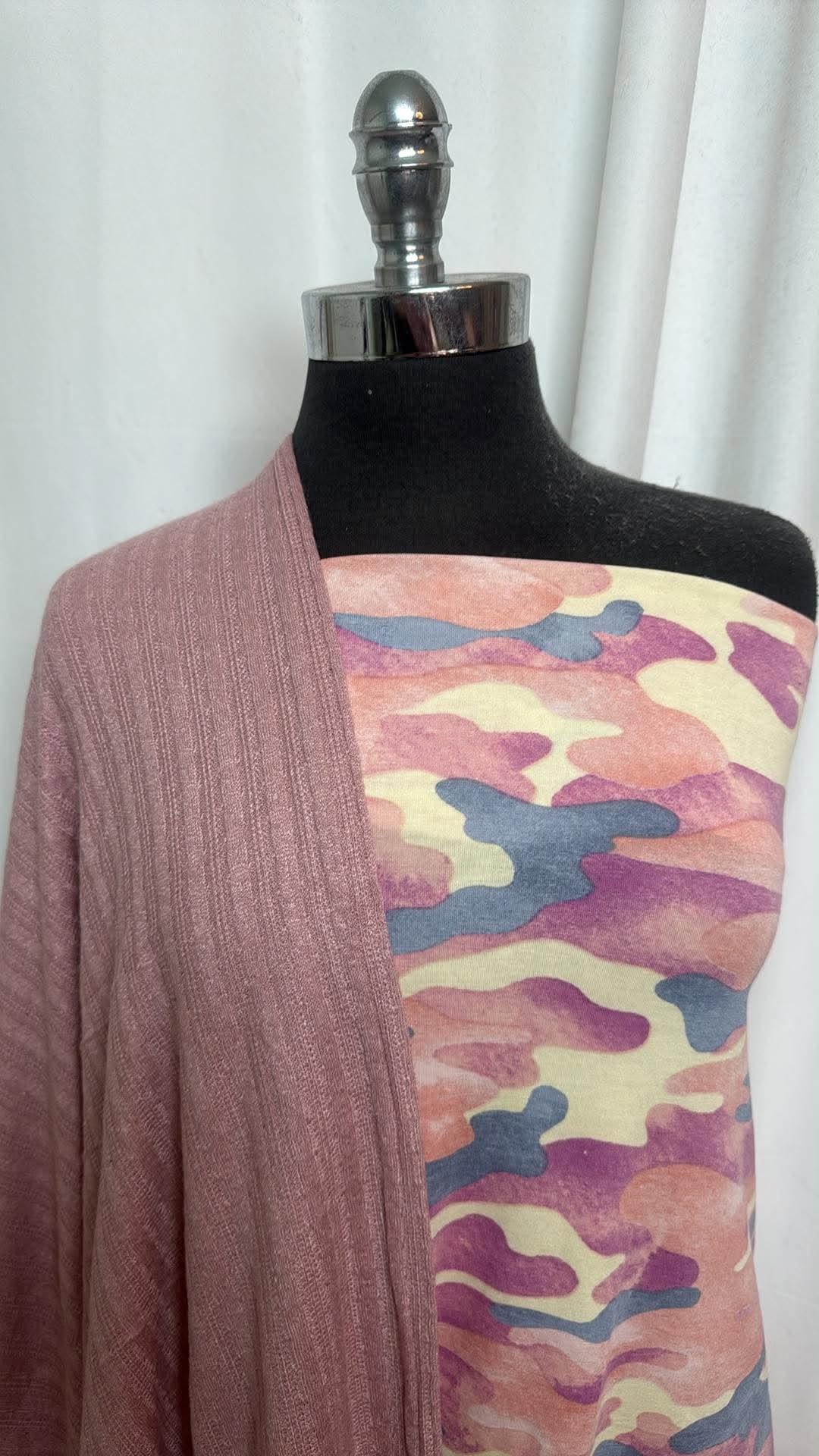 BLUSH/CAMO BUNDLE : 1YD Camo PRS Jersey & 1.5YD Blush Cable SK : A30879