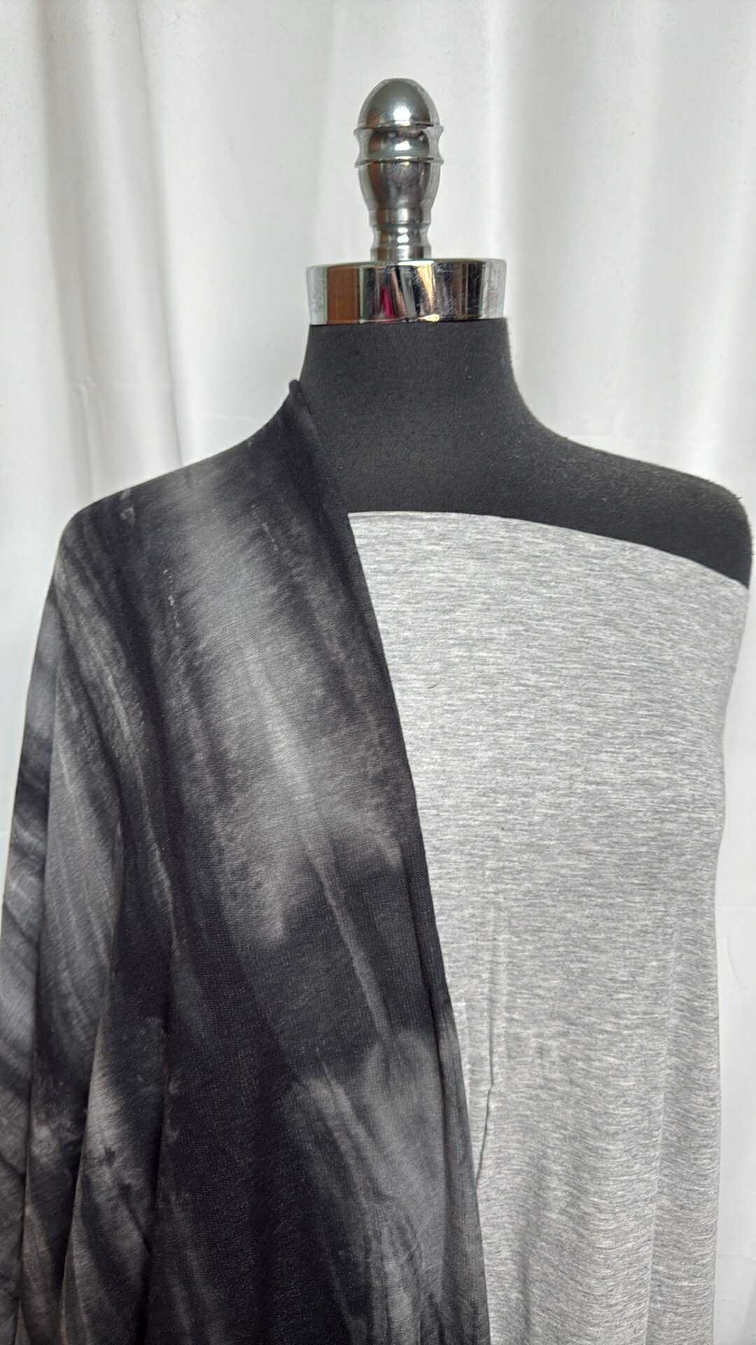 GREY/BLACK TIE DYE BUNDLE : 2YD Grey C/P Jersey & 2YD Black Tie Dye Brushed PRS FT : A29122