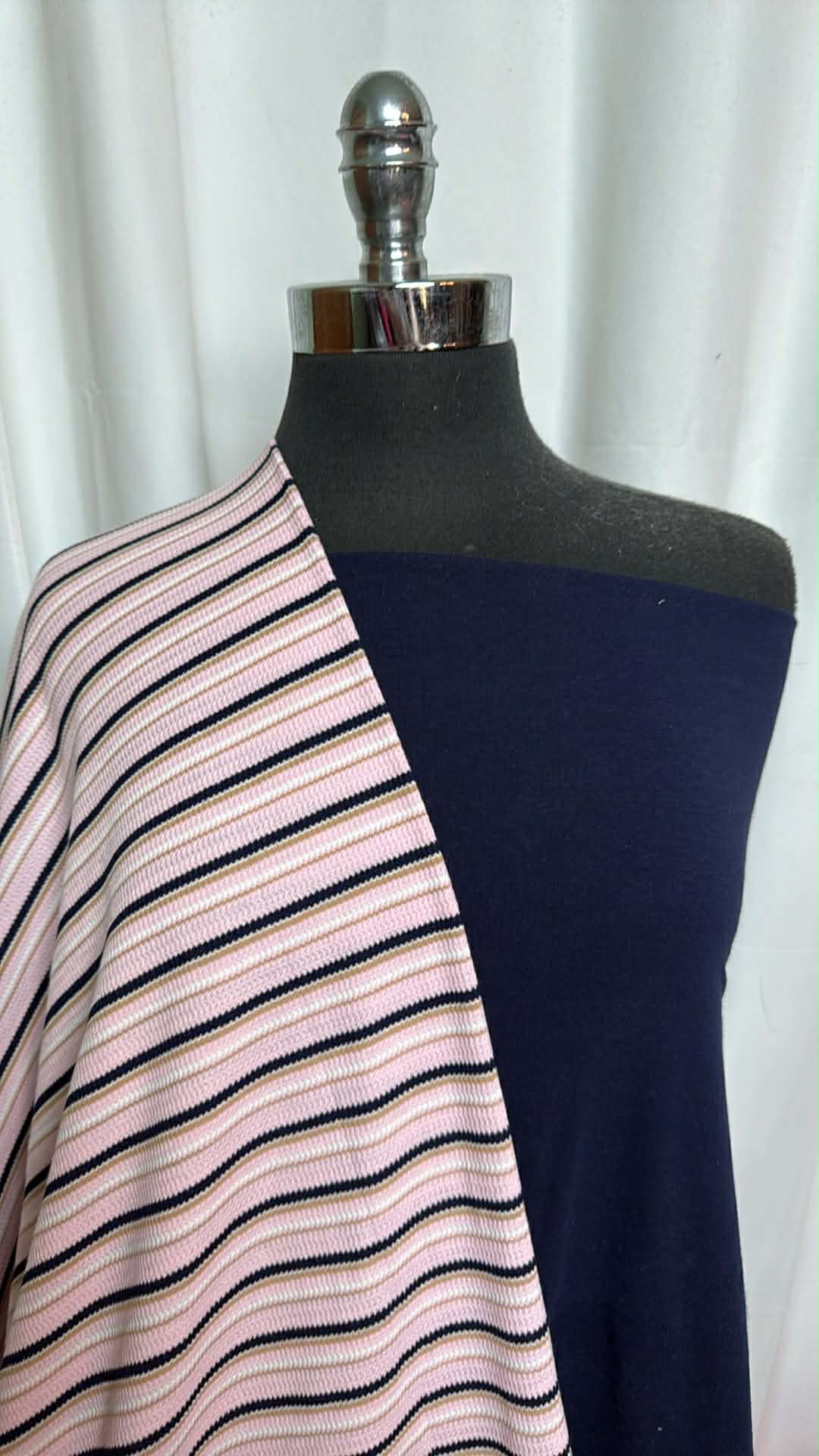 NAVY/RIB STRIPE BUNDLE : 2YD Navy C/S & 2YD Stripe PRS Rib Thermal (Read Desc.) : A29485