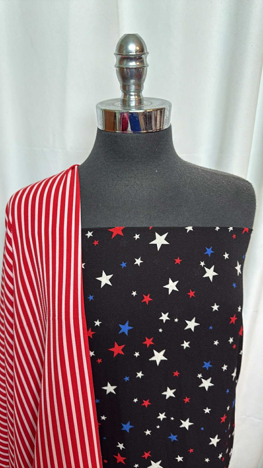 RWB STARS/STRIPES BUNDLE : 2YD Red/White/Blue Stars Bubble Crepe & 2YD Stripe Bubble Crepe : A27719