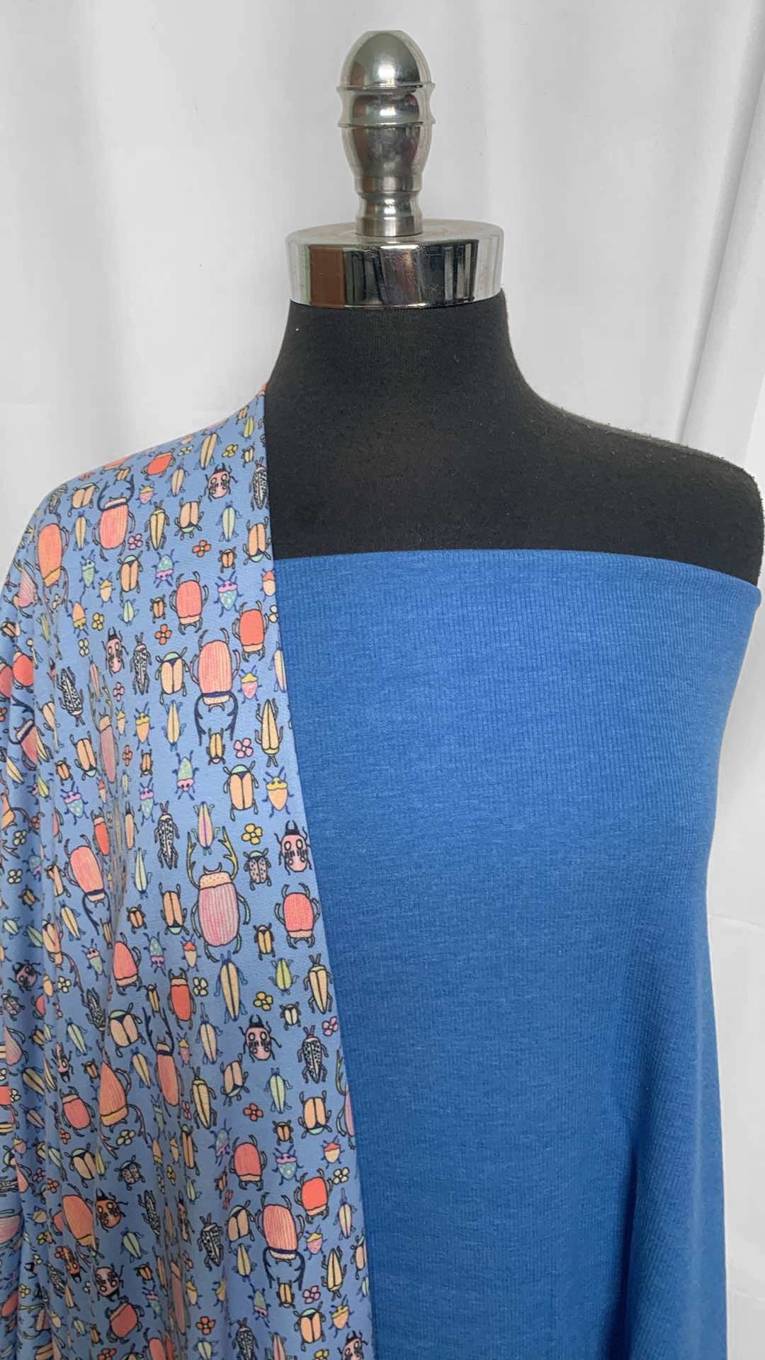 BLUE BUGS BUNDLE : 1YD Blue Rib & 1.5YD Bugs FT : A25922
