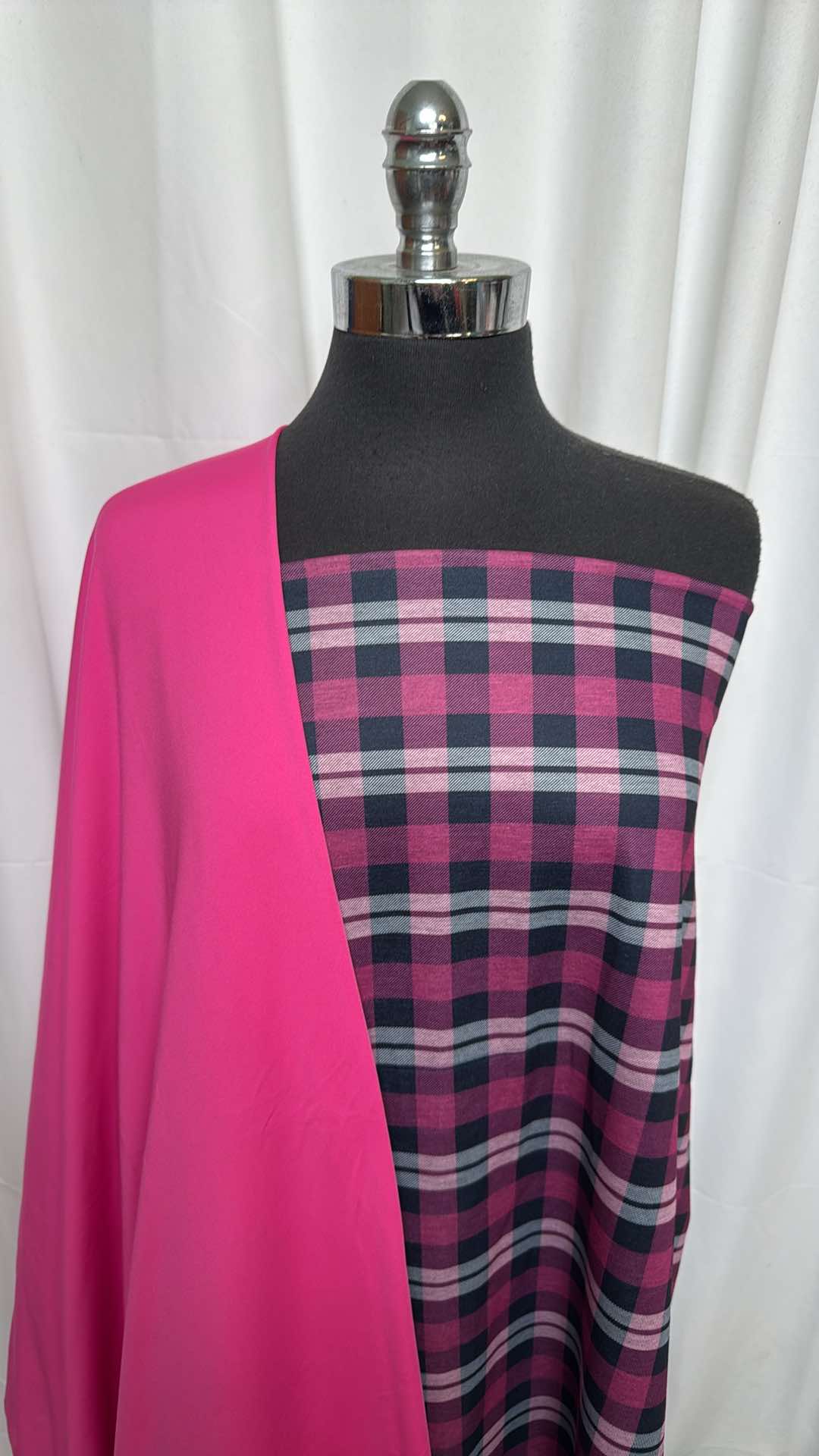 PINK/PLAID BUNDLE : 2YD Plaid Ponte & 2YD Pink Brushed-Back PF : A26353