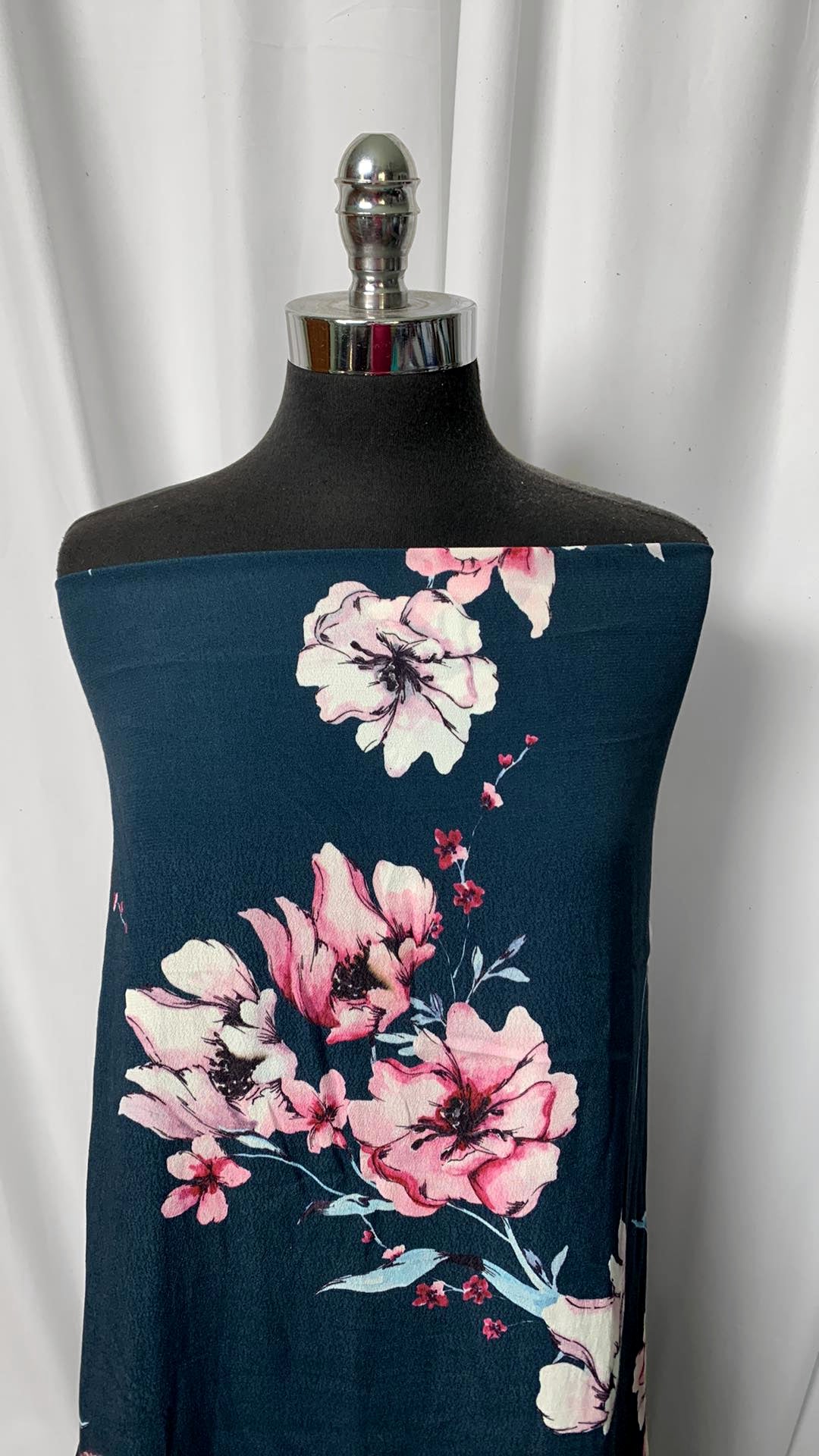 Teal Floral - Rayon Woven - By the Yard
