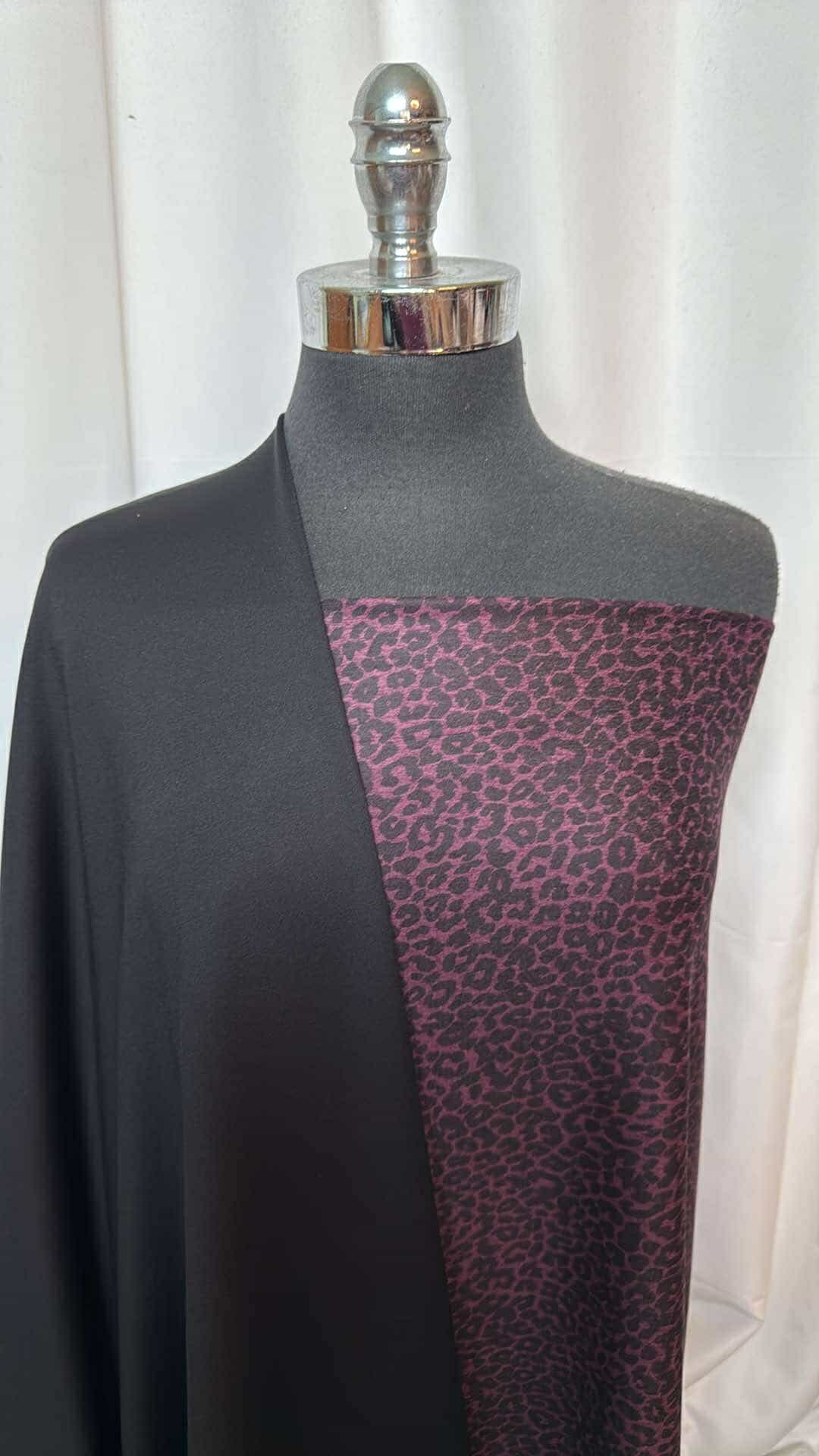 BLACK/PURPLE LEOPARD BUNDLE : 2YD Black Heavy PF & 2YD Purple Leopard Peached PF (see desc.) : A26925