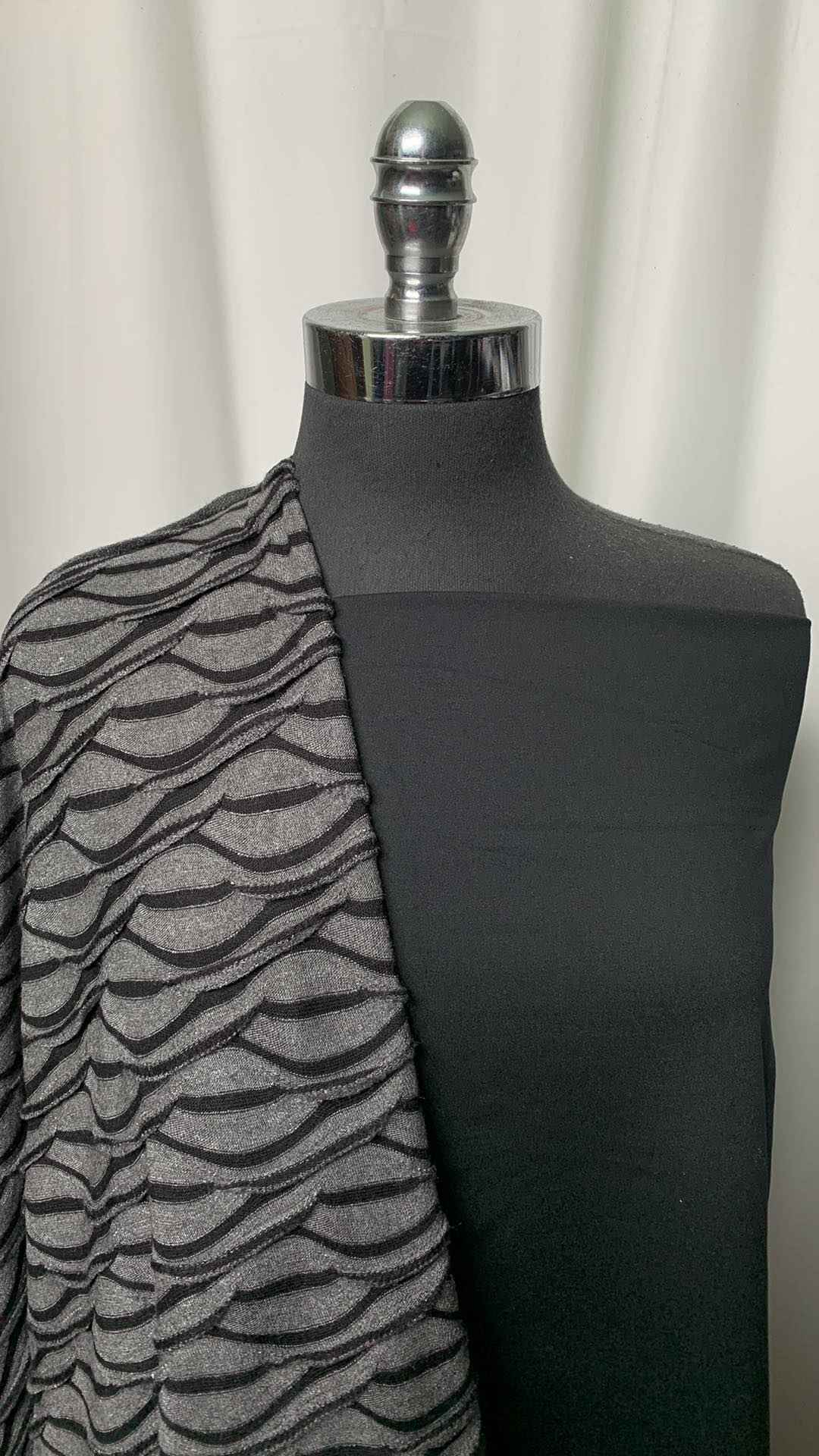 BLACK/TEXTURED SWEATER BUNDLE : 2YD Black Peached PF & 2YD Textured SK : A1873