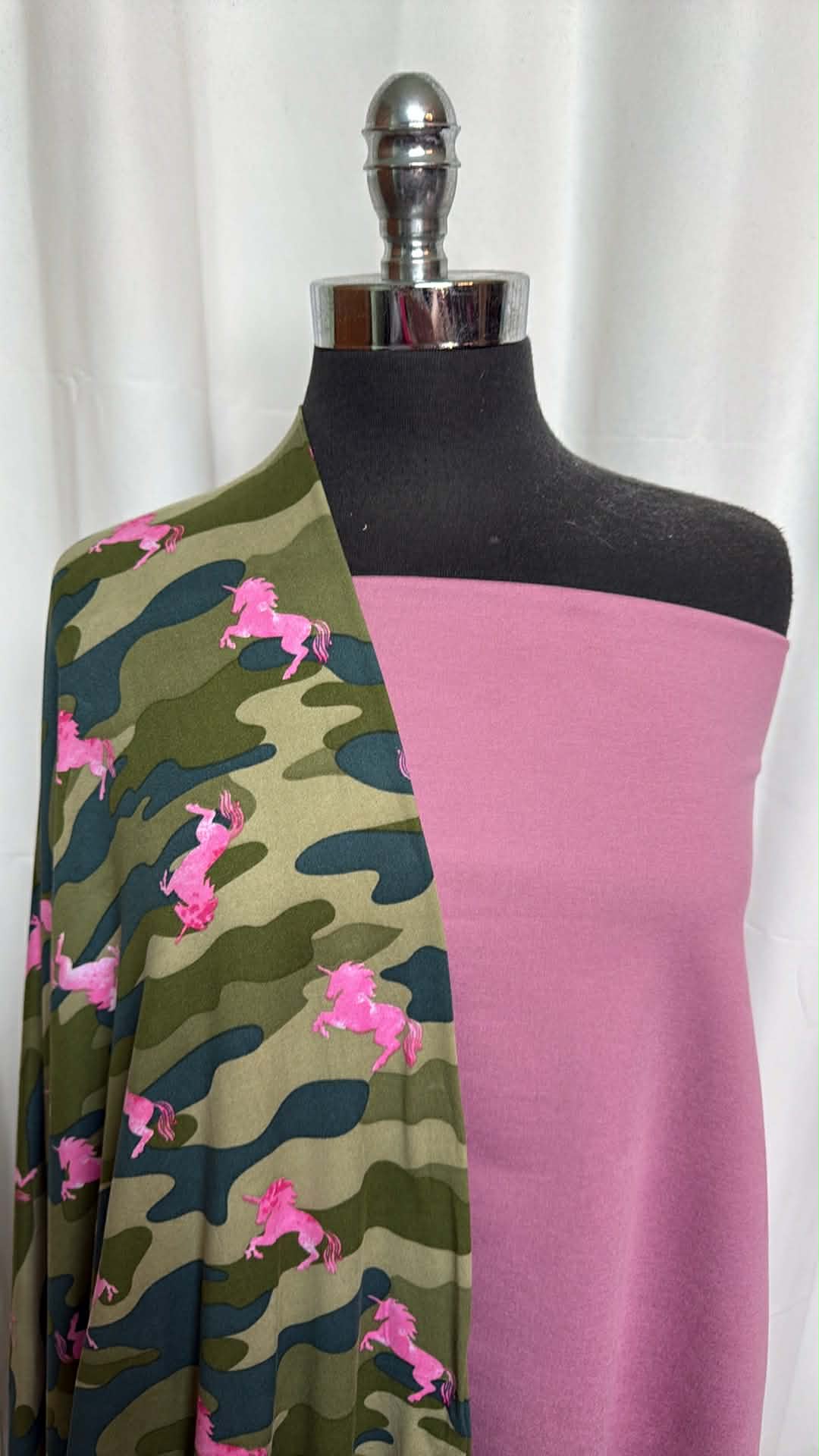 CAMO UNICORN BUNDLE : 2YD Camo/Unicorn DBP & 1.5YD Solid Peached PF : A29455