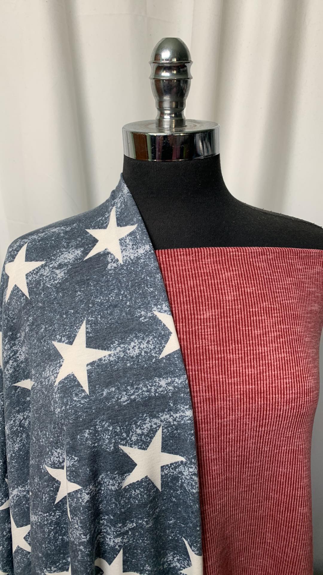PATRIOTIC BUNDLE : 2YD Sandwash Rib & 2YD Blue Distressed Star PRS FT : A1816
