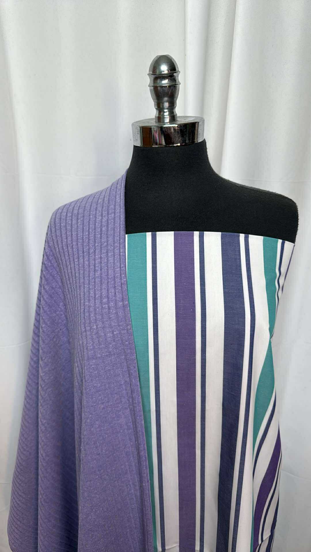 LAVENDER/STRIPE BUNDLE : 2YD Stripe P/C Woven & 1.5YD Lavender Cotton-Blend Rib Sweater : A27411