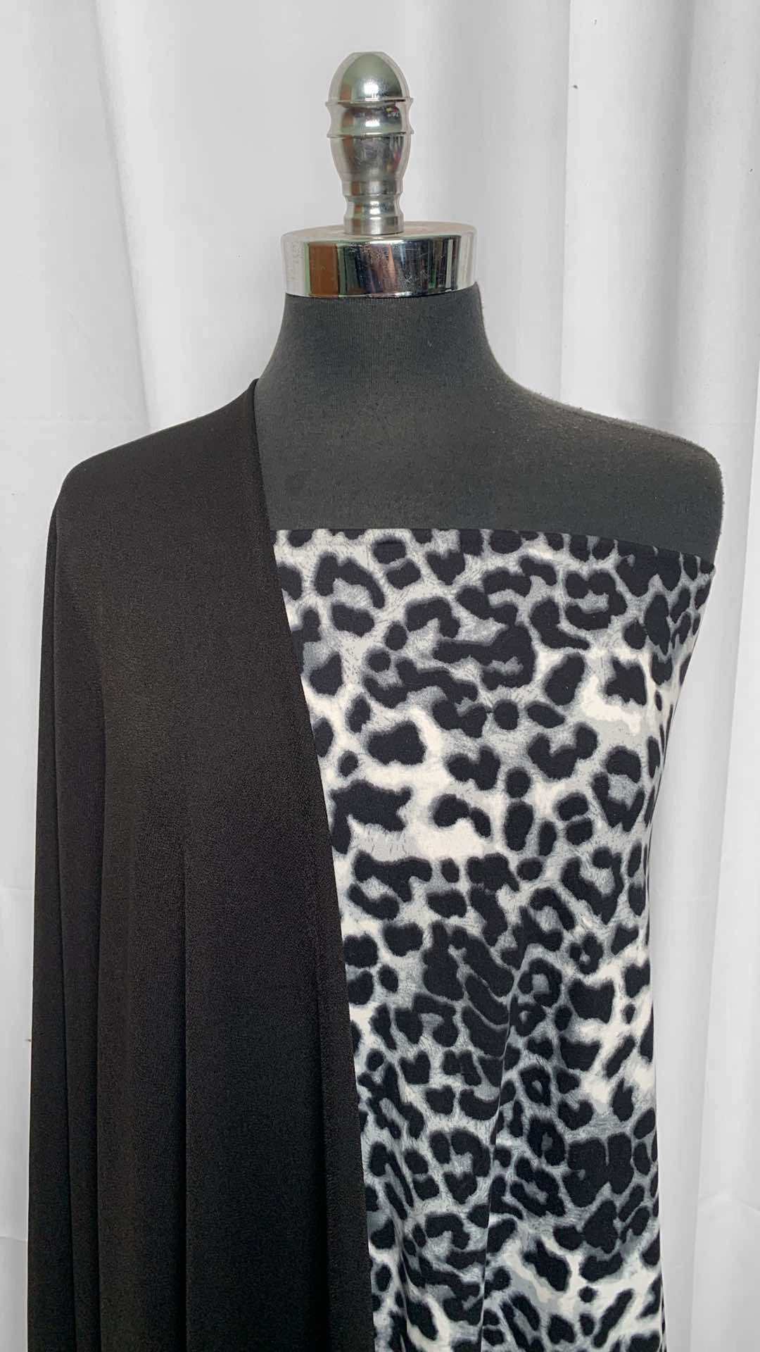 BLACK/WHITE LEOPARD BUNDLE : 2YD Black/White Leopard DBP & 2YD Black Crepe Scuba : A25825