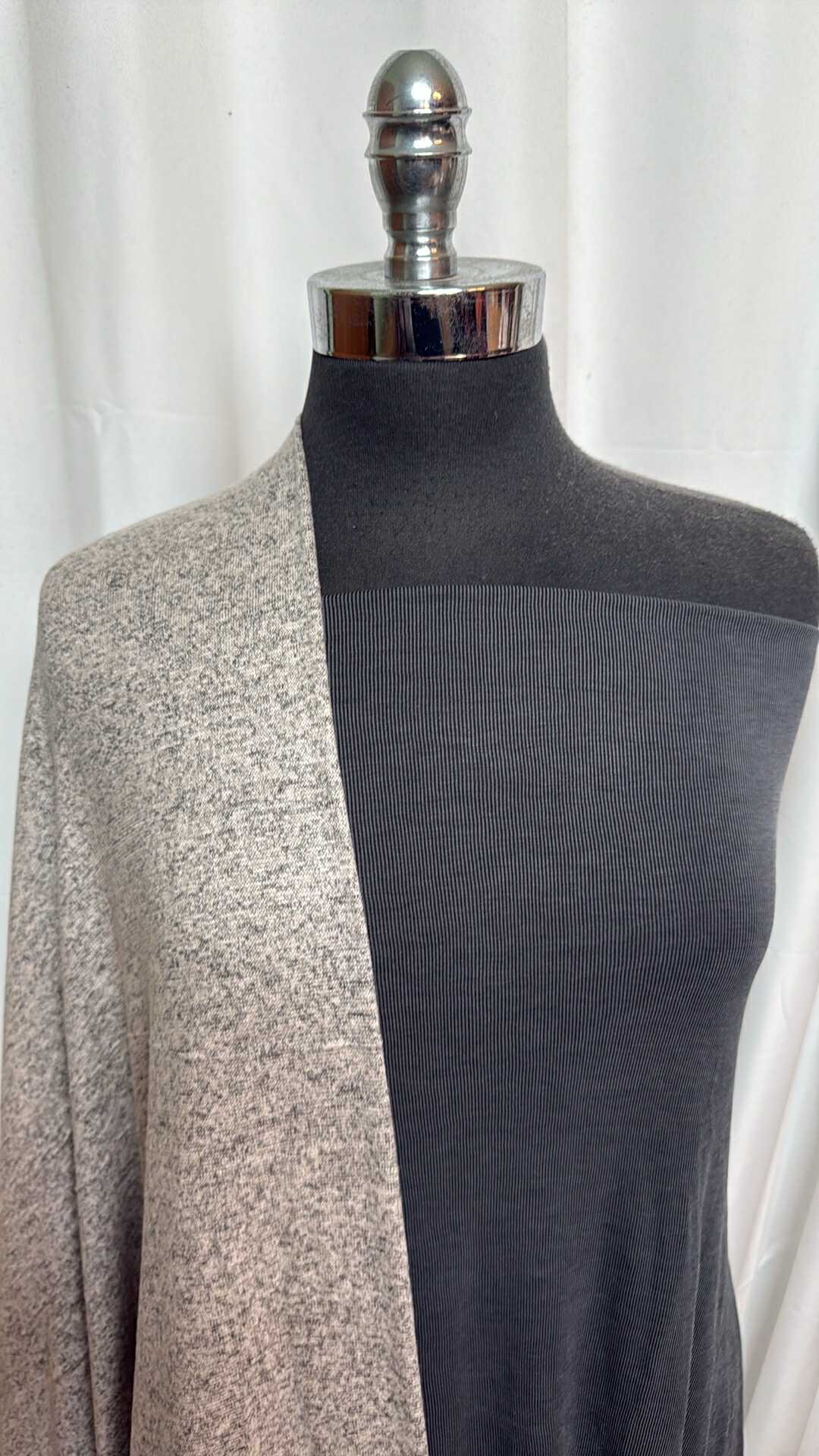 CHARCOAL/OATMEAL BUNDLE : 2YD Charcoal Rib Cupro & 2YD Oatmeal Brushed Hacci SK : A28236